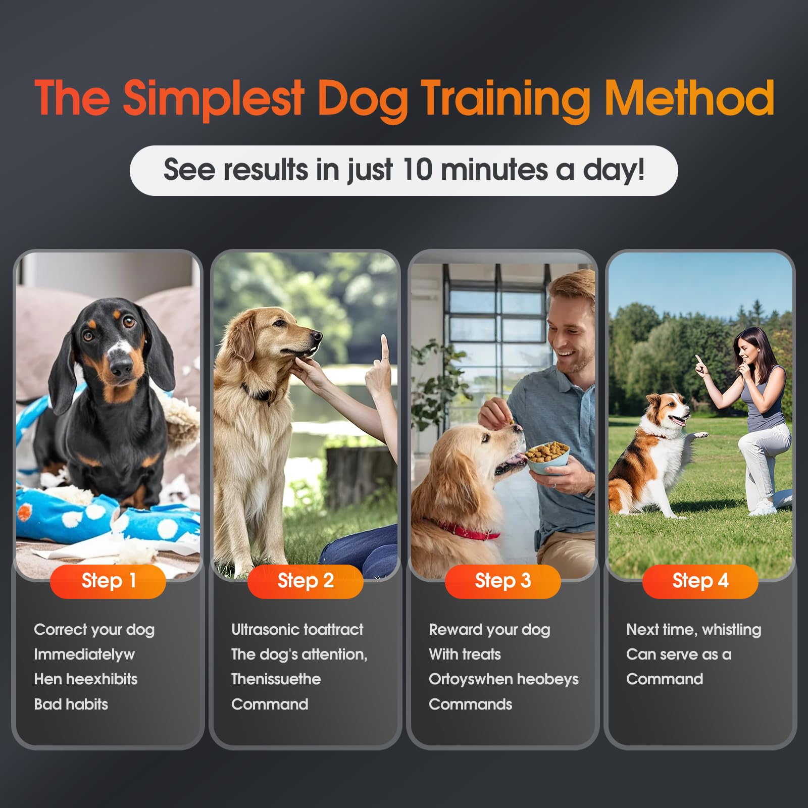 KIVORA Adjustable Ultrasonic Dog Training Whistle 4-Pack