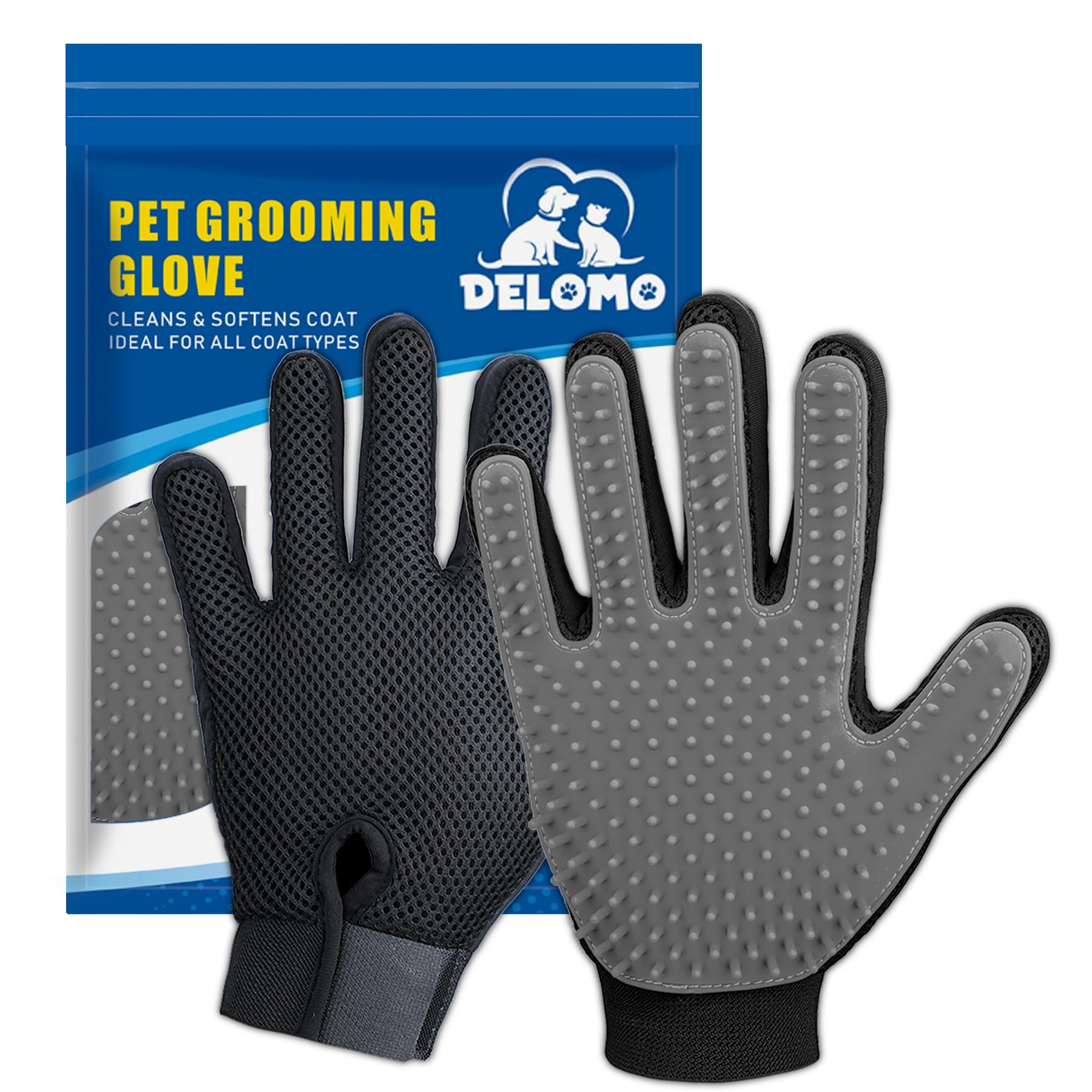 Pet Grooming Gloves for Gentle Shedding, 1 Pair