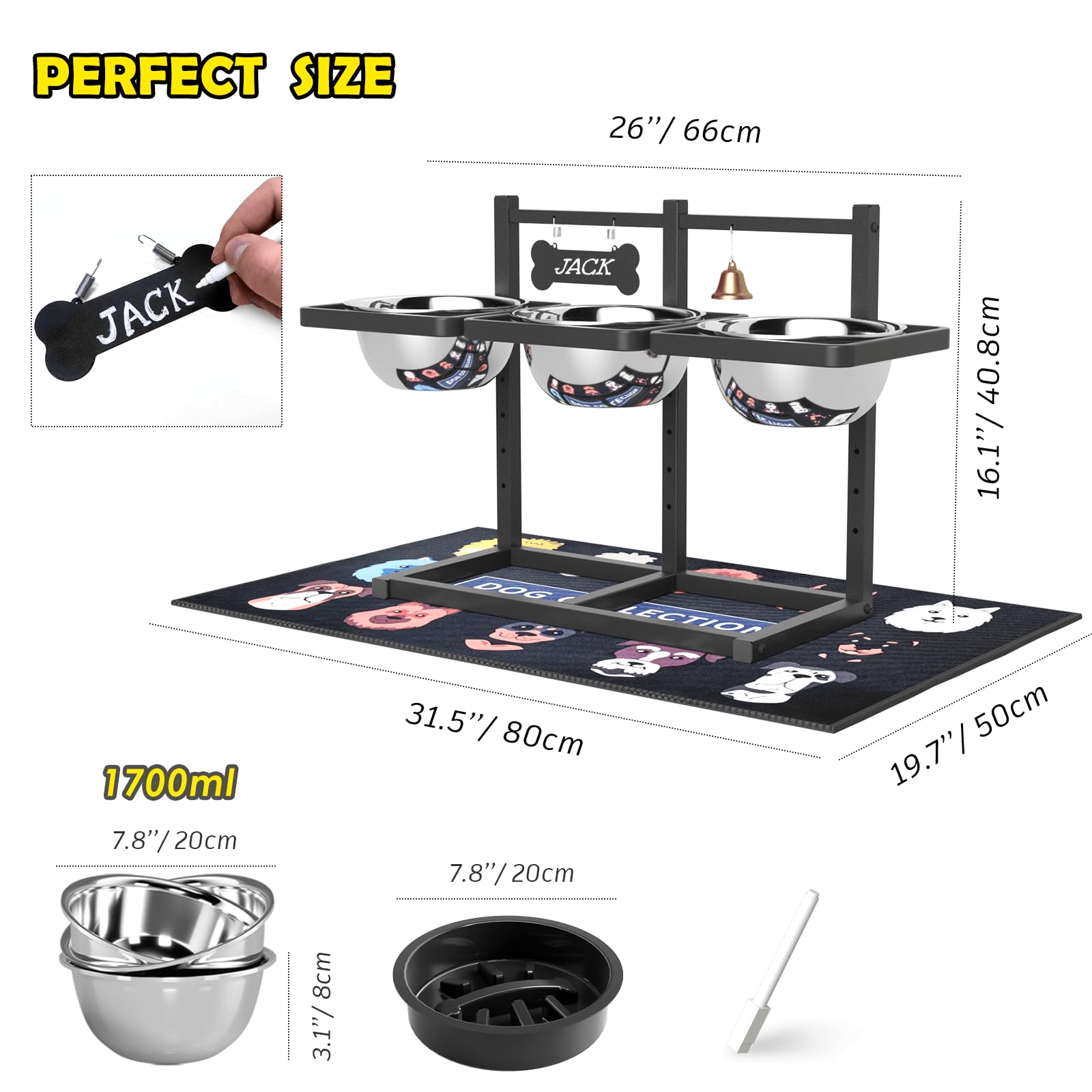 Adjustable Elevated Dog Bowls with Non-Slip Stand