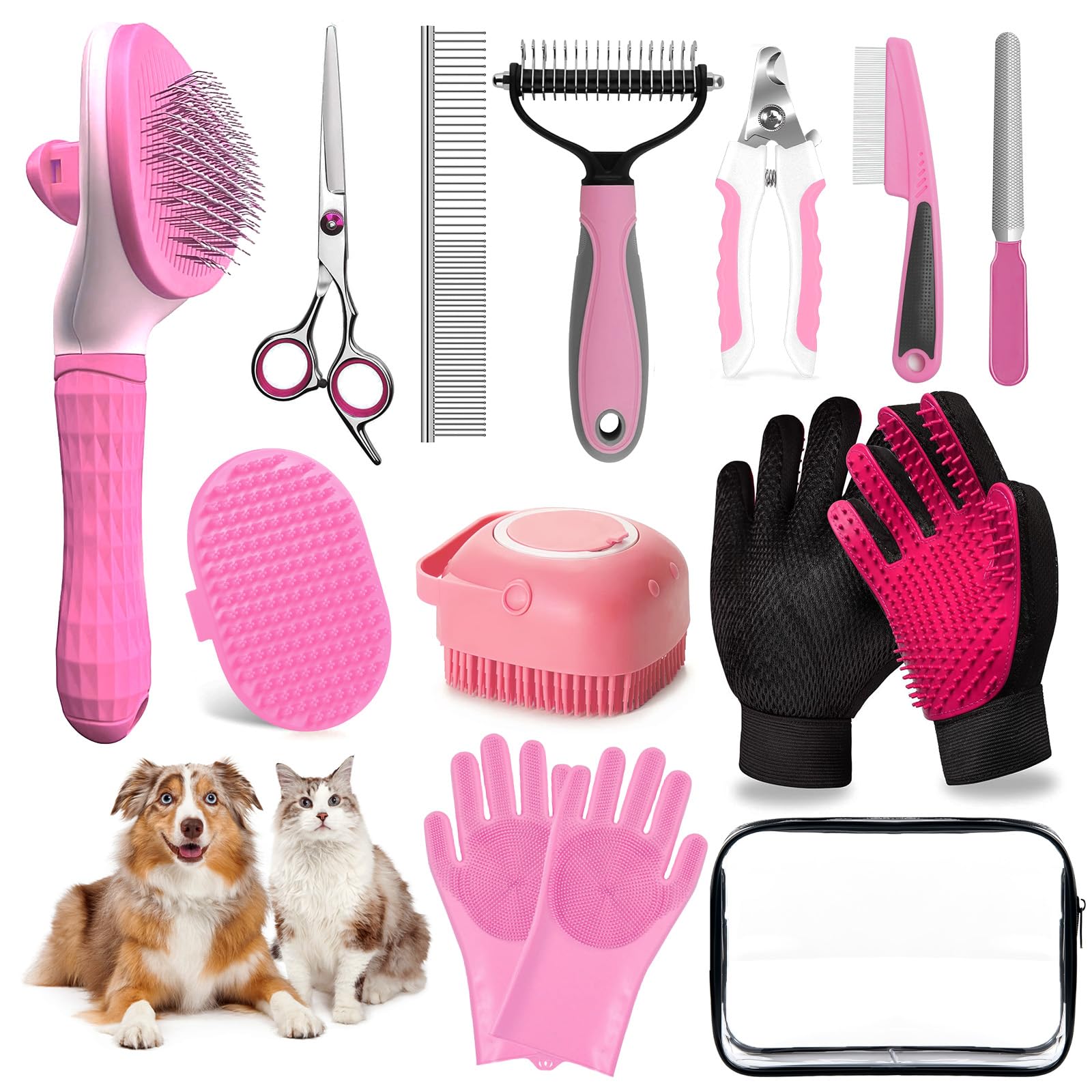 Dog and Cat Shedding Grooming Kit with Nail Clippers