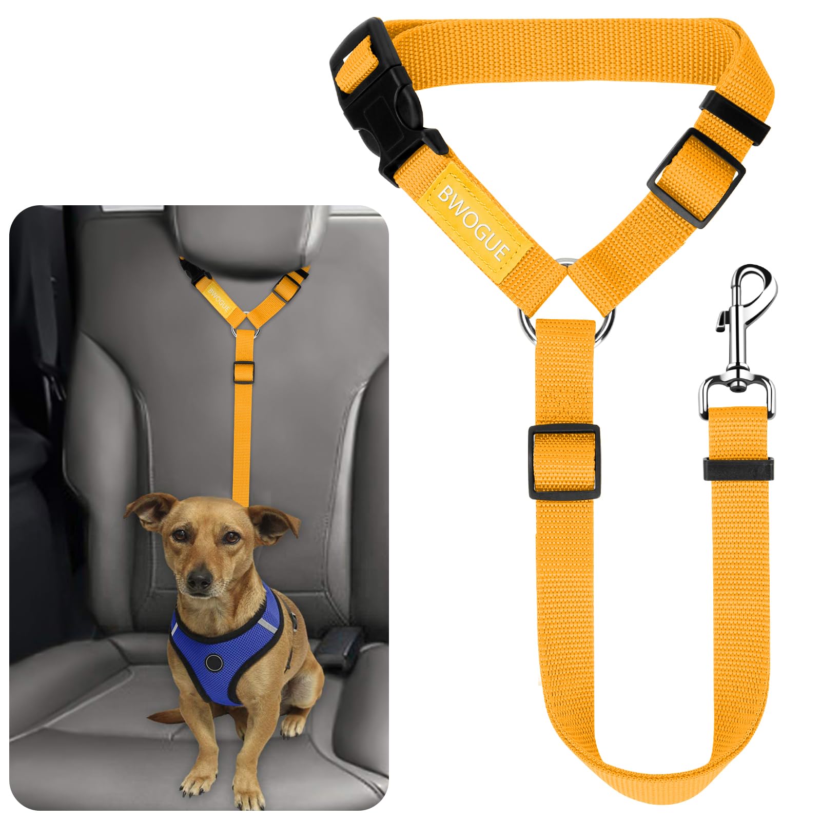 BWOGUE Adjustable Pet Car Seat Belt and Headrest Restraint