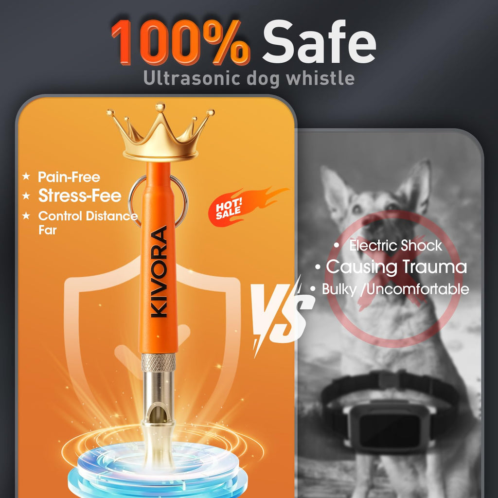 KIVORA Adjustable Ultrasonic Dog Training Whistle 4-Pack