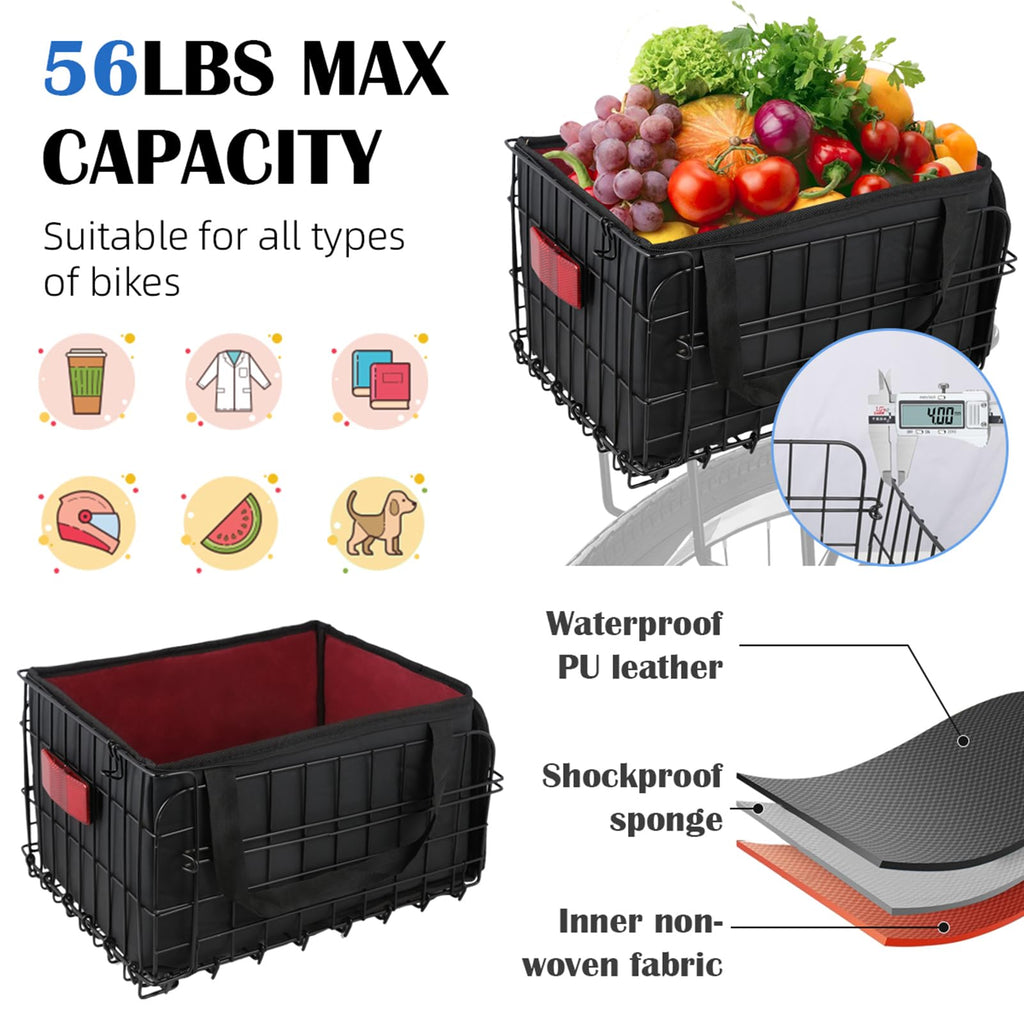Folding Rear Bike Basket with Waterproof Pet Liner