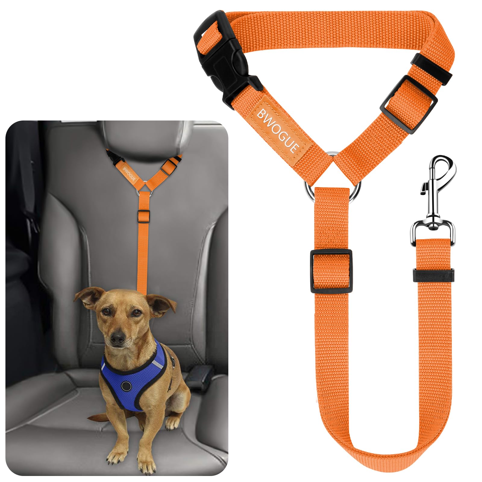 BWOGUE Adjustable Pet Car Seat Belt and Headrest Restraint