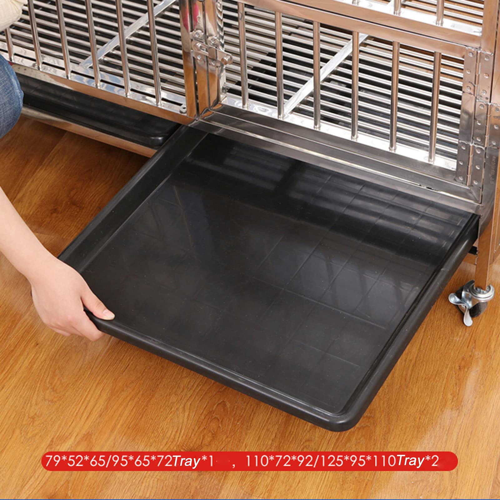 Foldable Heavy-Duty Metal Dog Playpen with Tray and Wheels