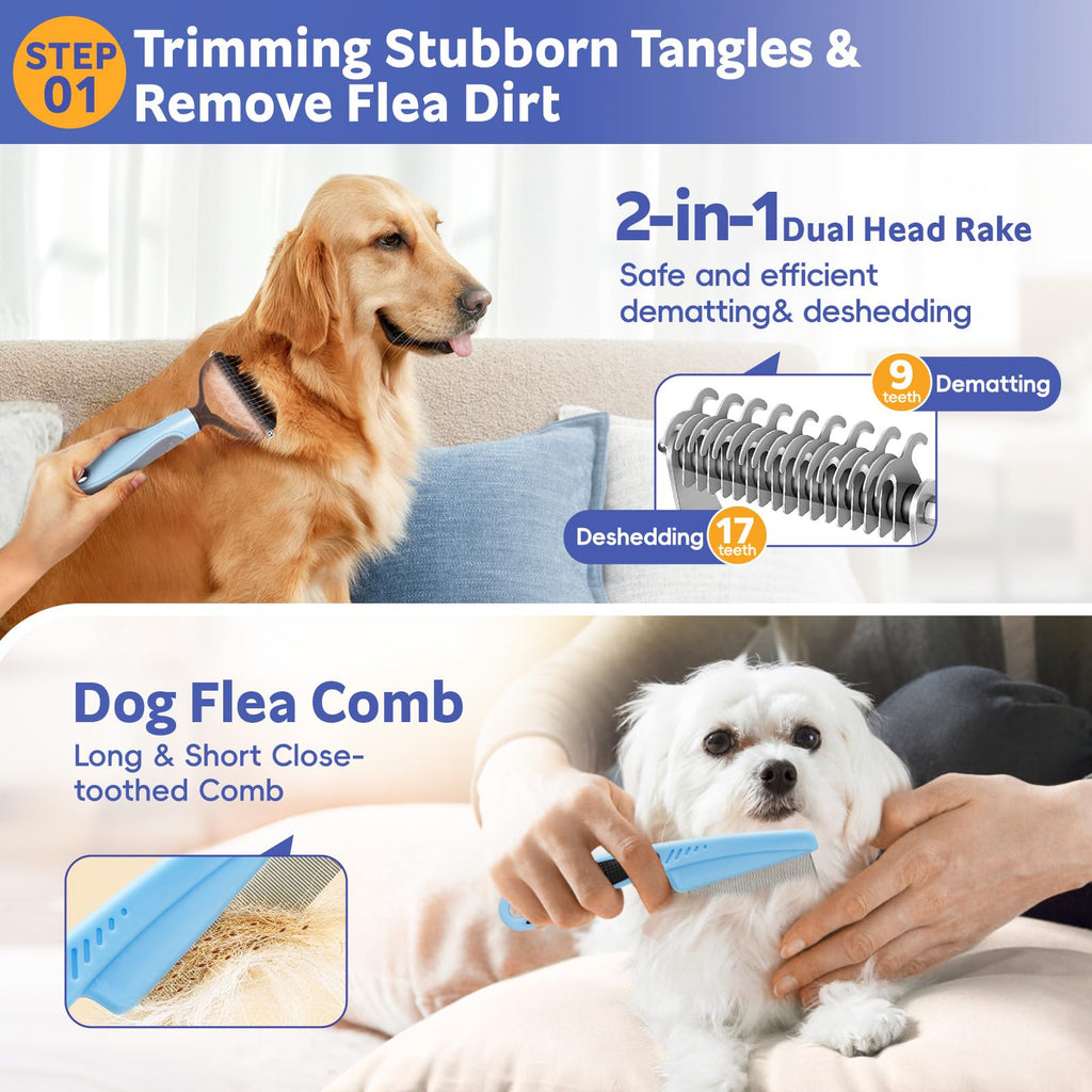 Dog and Cat Shedding Grooming Kit with Nail Clippers