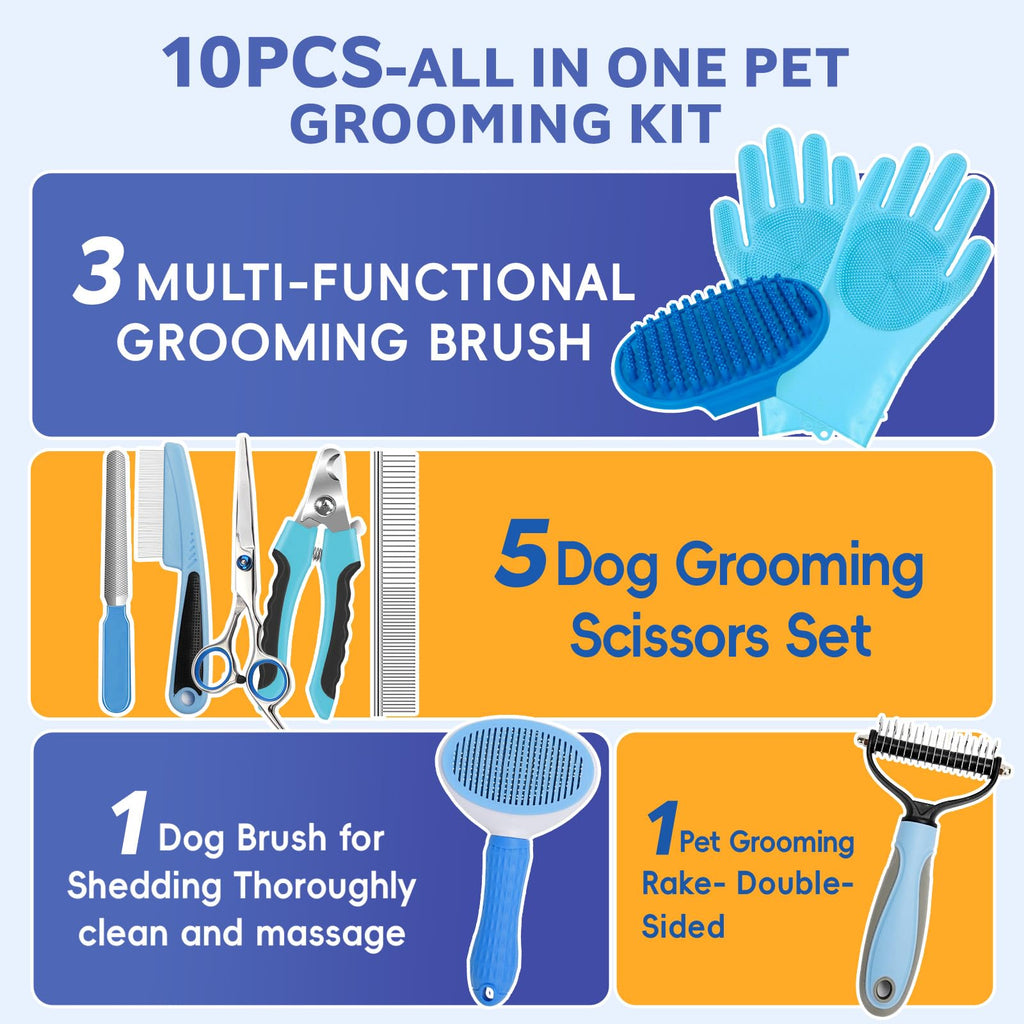 Dog and Cat Shedding Grooming Kit with Nail Clippers