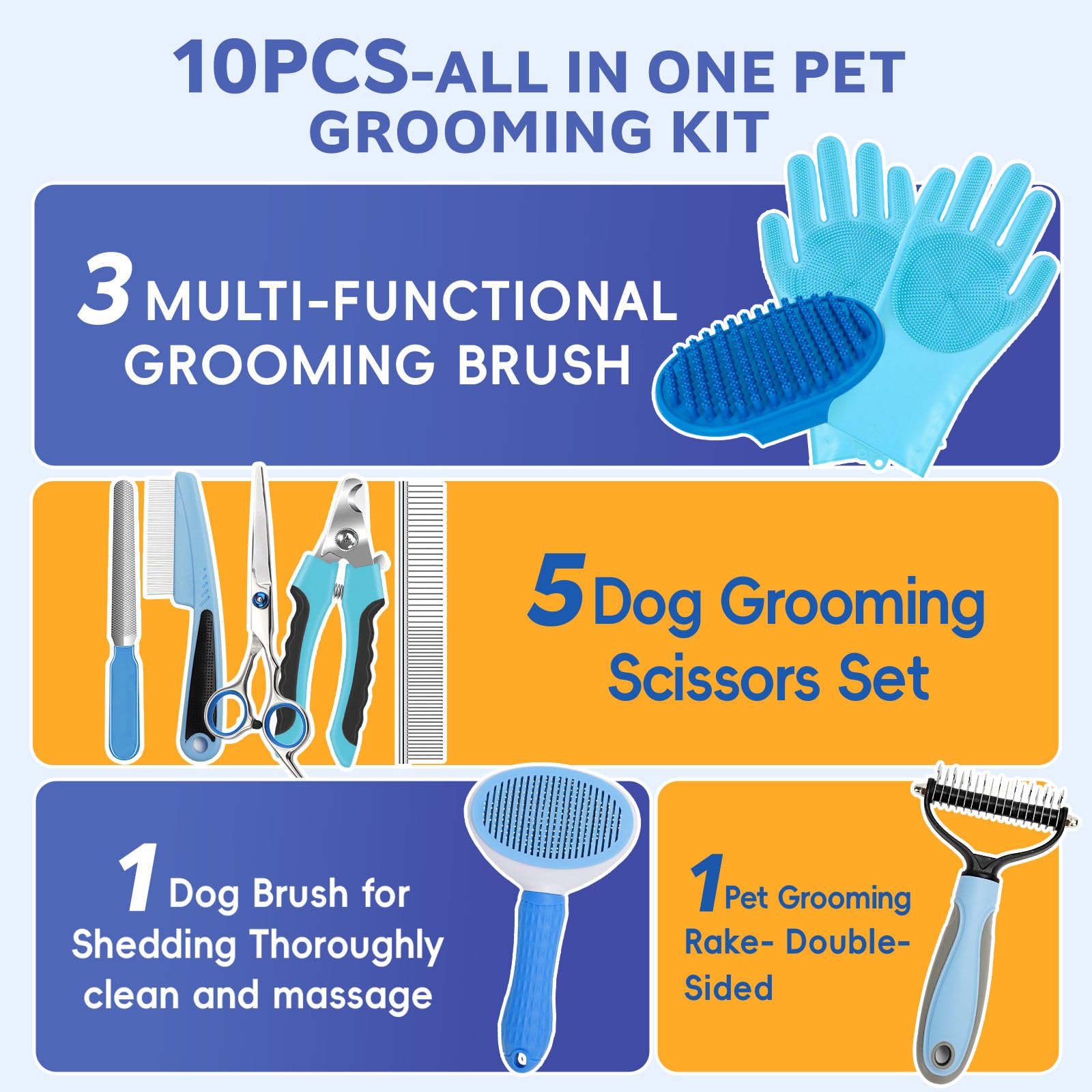 Dog and Cat Shedding Grooming Kit with Nail Clippers