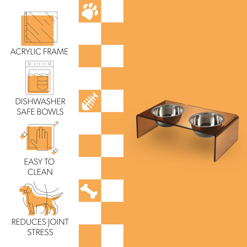 LICKER Acrylic Elevated Pet Feeder with Clear Stand