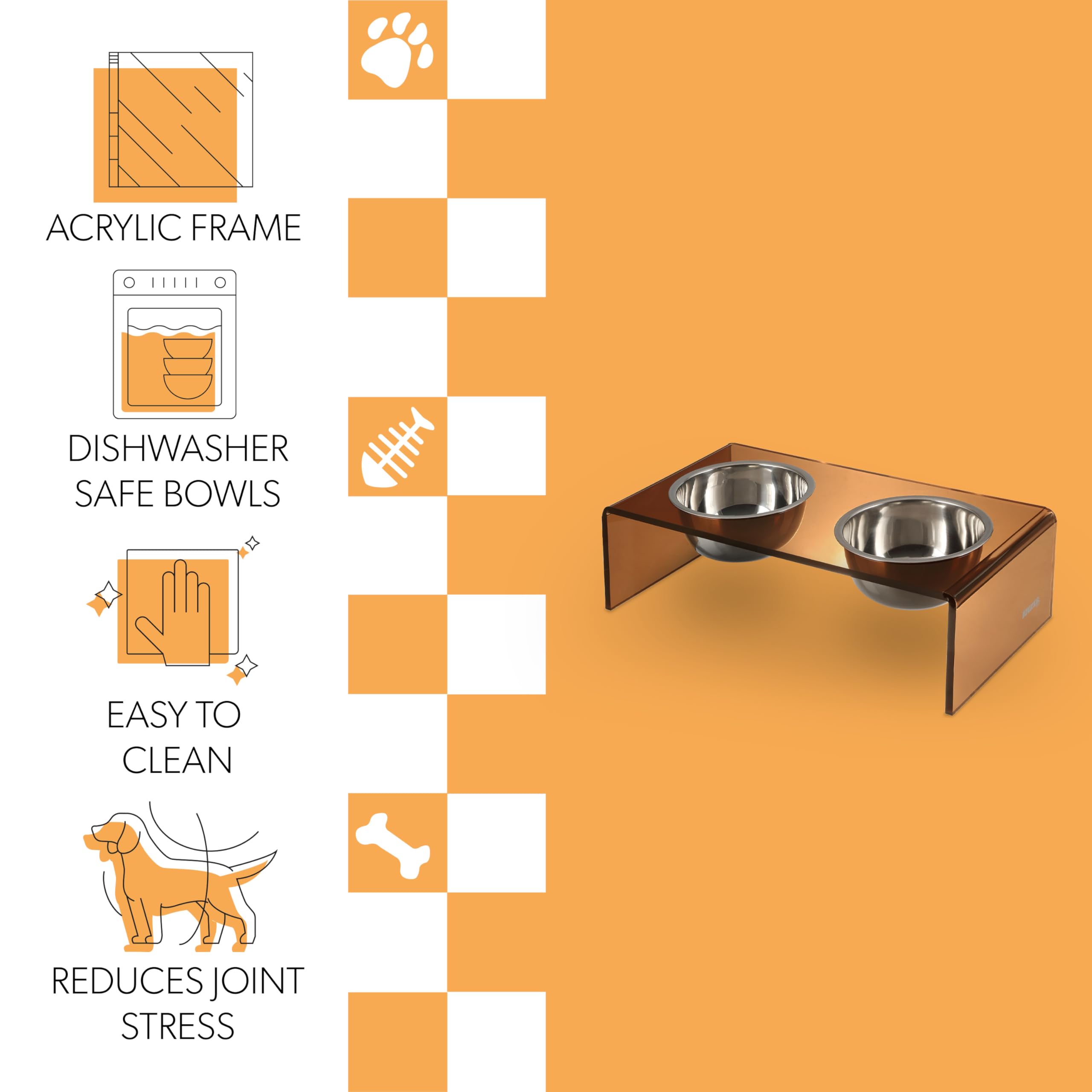 LICKER Acrylic Elevated Pet Feeder with Clear Stand