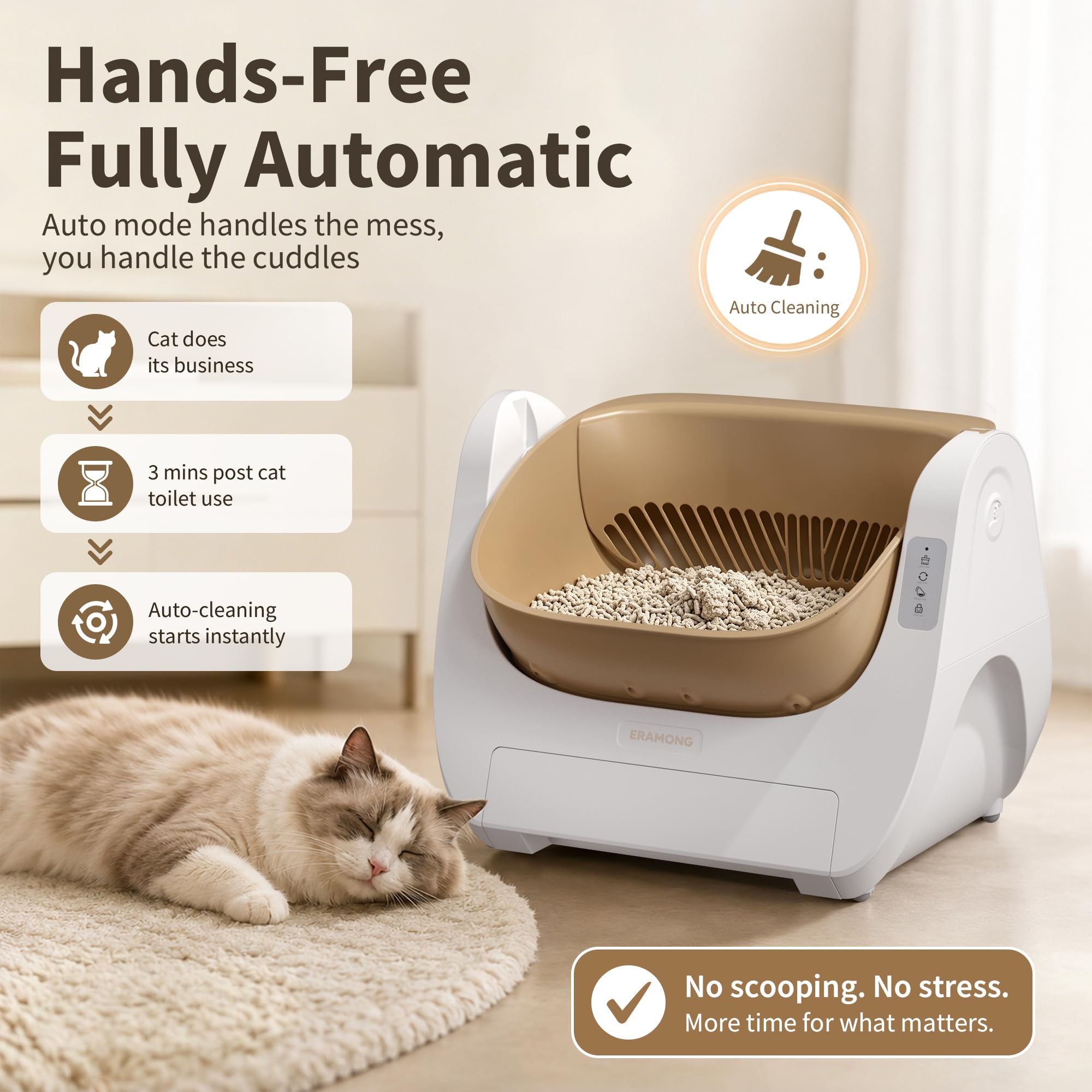 Washable Automatic Self-Cleaning Open-Top Cat Litter Box