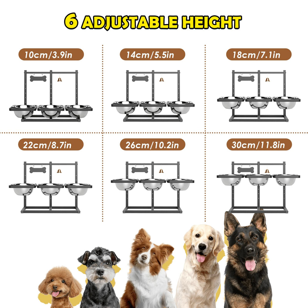 Adjustable Elevated Dog Bowls with Non-Slip Stand