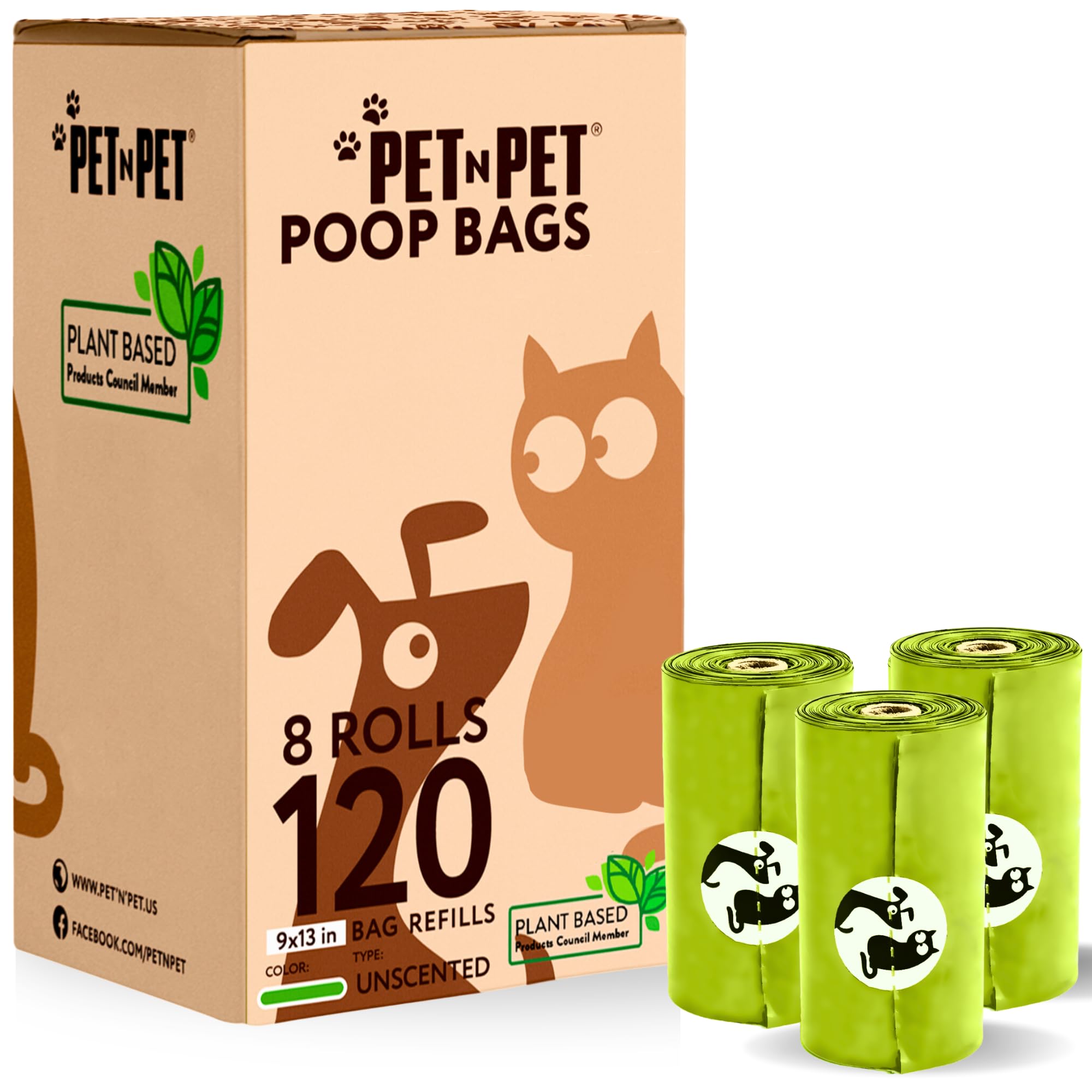 PET N PET Compostable Unscented Dog Waste Bag Refills