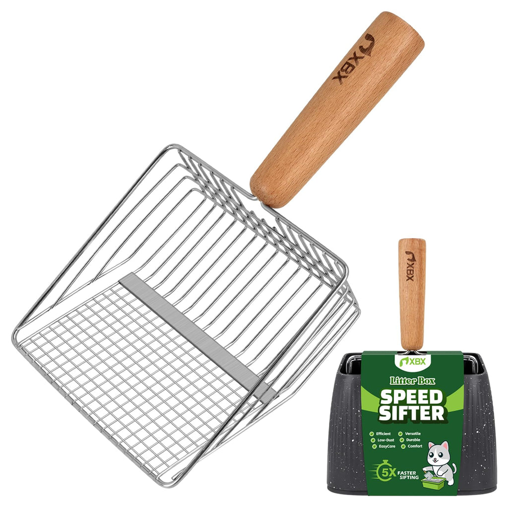 XBX Stainless Steel Cat Litter Scoop with Holder