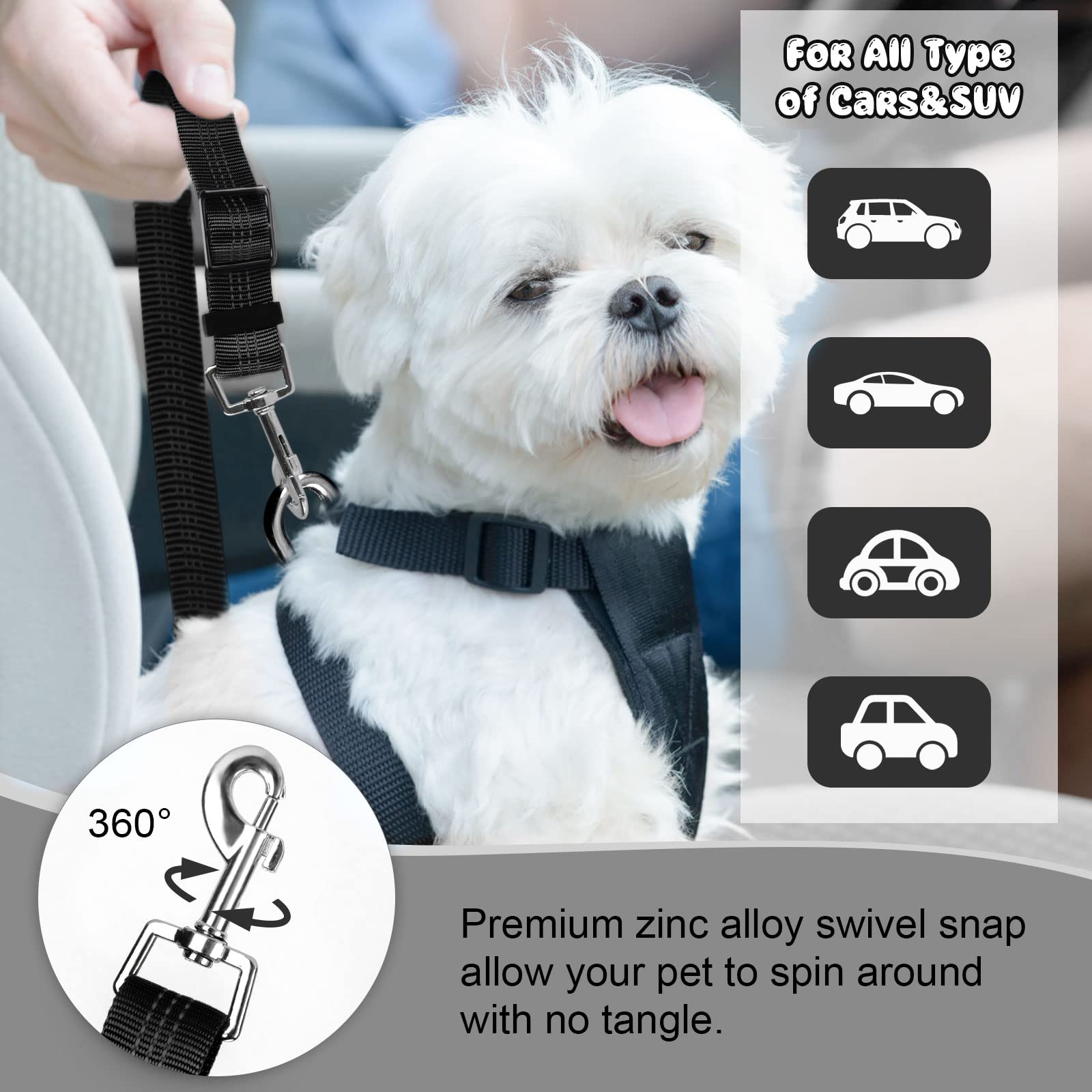 BWOGUE Adjustable Pet Car Seat Belt and Headrest Restraint