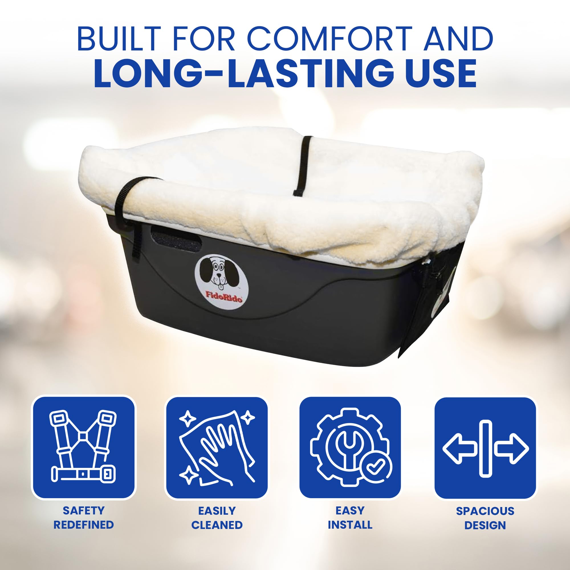 FidoRido Dog Car Booster Seat with Harness and Cover