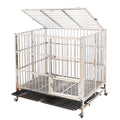 Foldable Heavy-Duty Metal Dog Playpen with Tray and Wheels