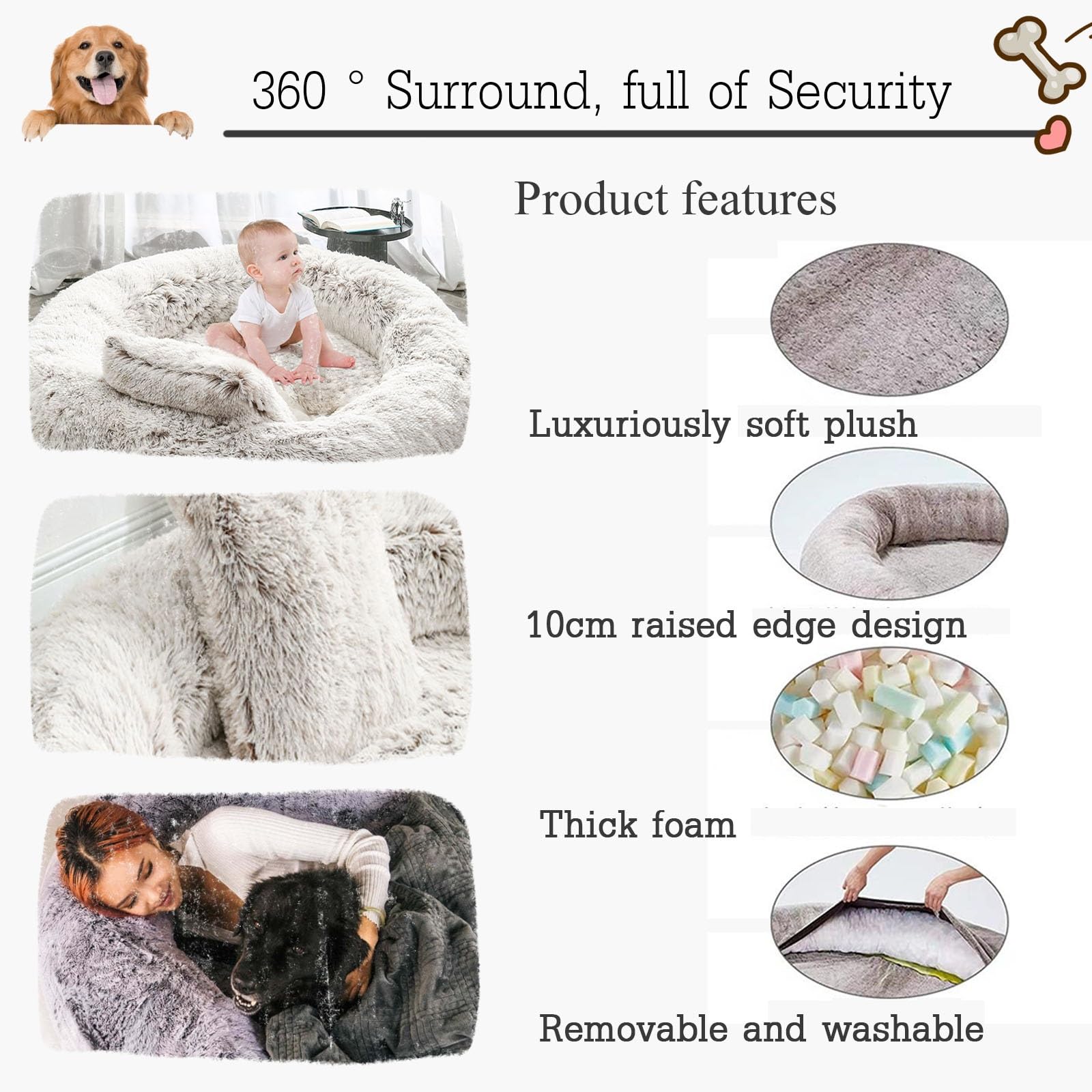 CUIYMXSC XL Human-Sized Oval Dog Bed with Blanket