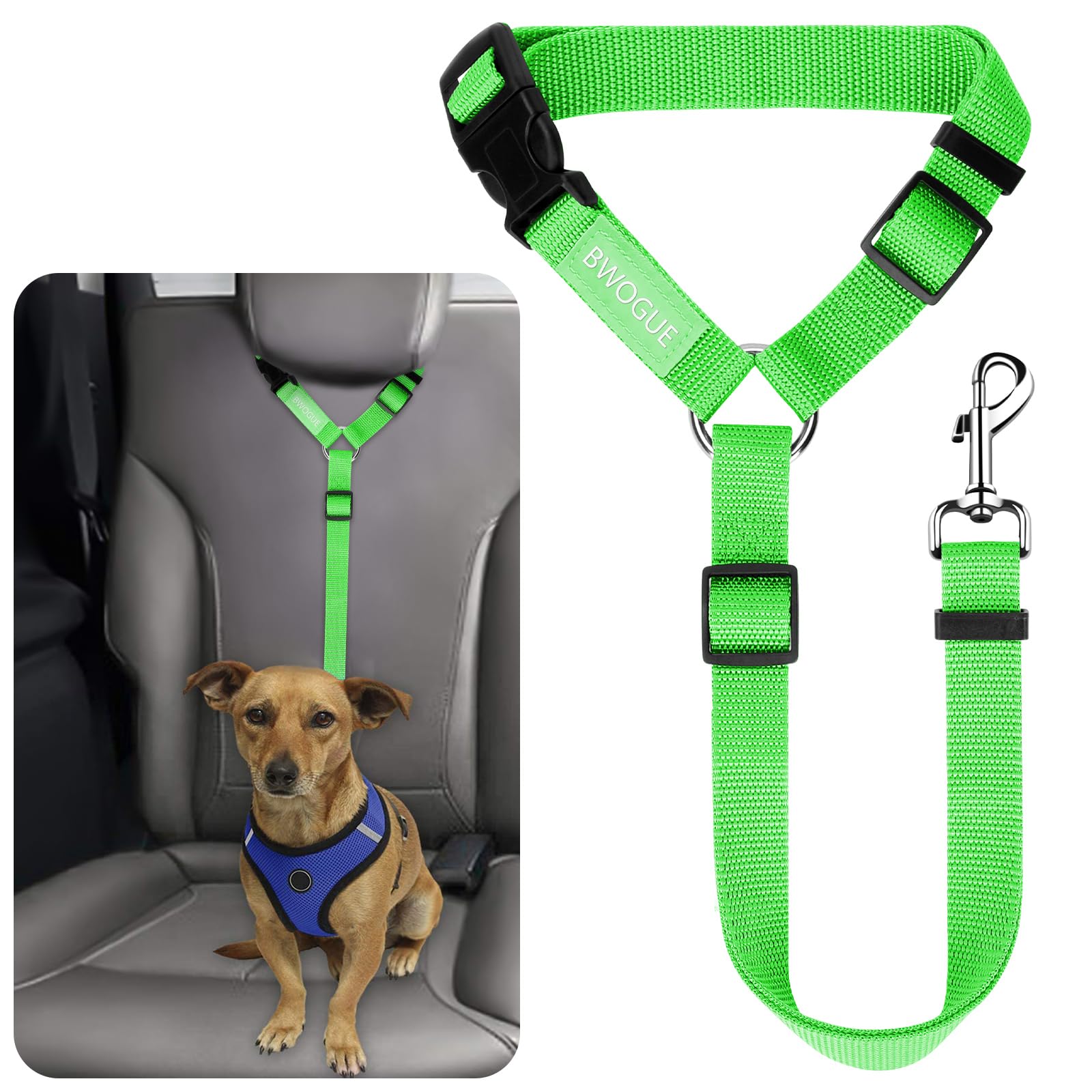 BWOGUE Adjustable Pet Car Seat Belt and Headrest Restraint