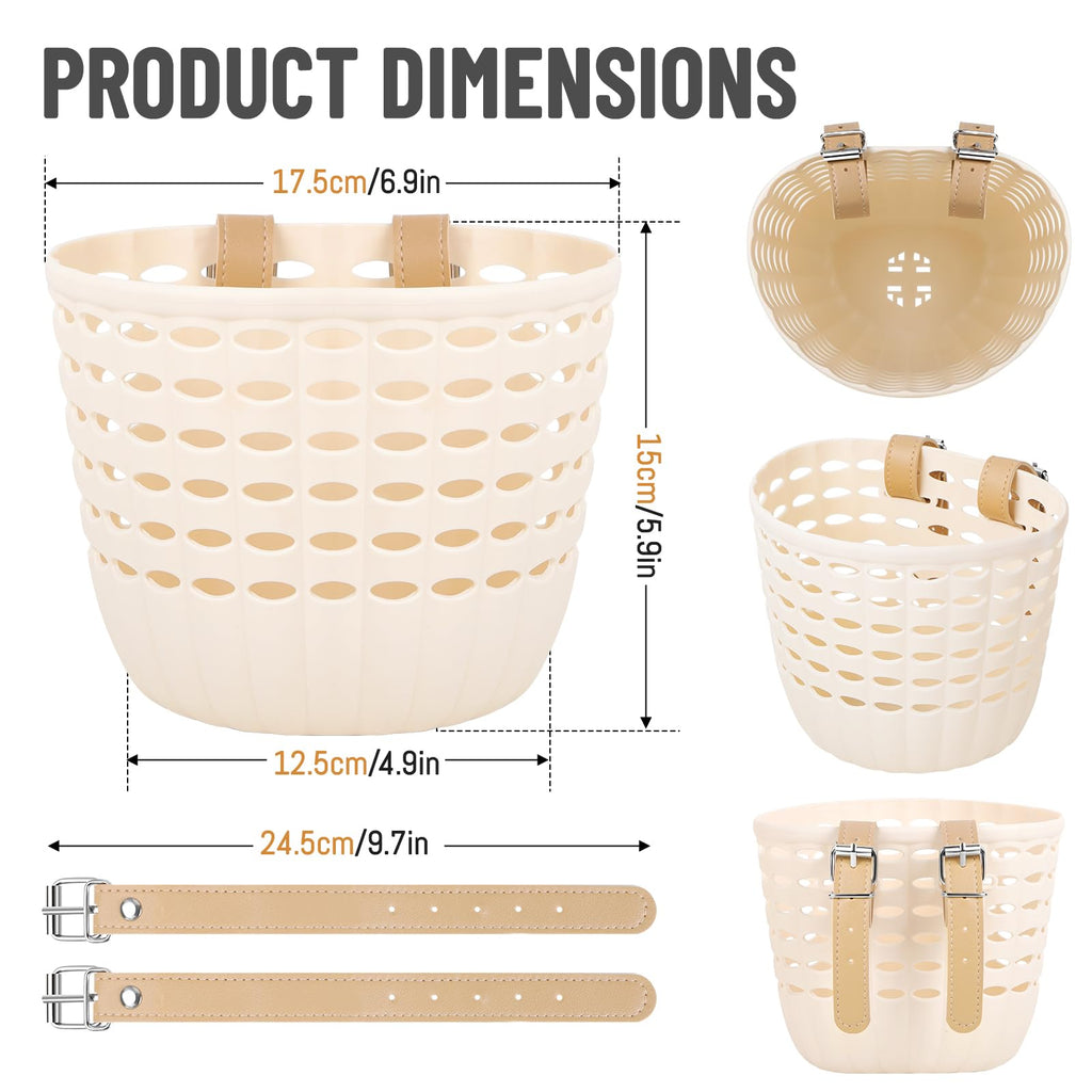 White Kids Front Bike Basket for Bicycles and Scooters