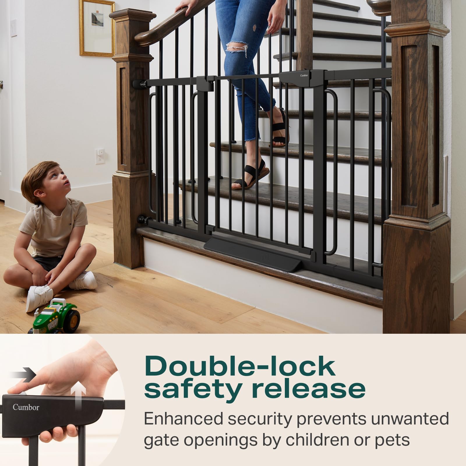 Cumbor Auto-Close Pressure-Mounted Dog Safety Gate