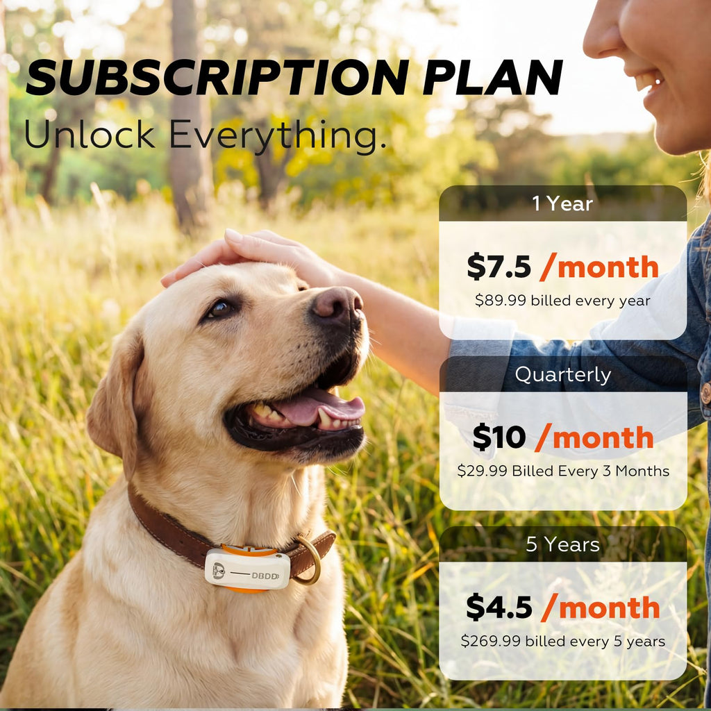 DBDD AI GPS Dog Tracker with Virtual Fence and Health Monitor