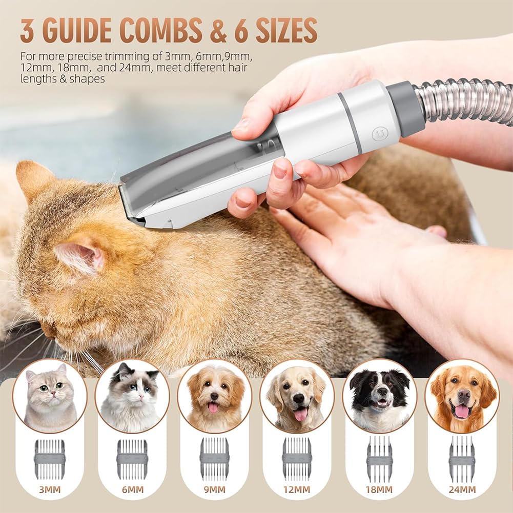 Low-Noise Pet Grooming Vacuum Kit with 5 Tools