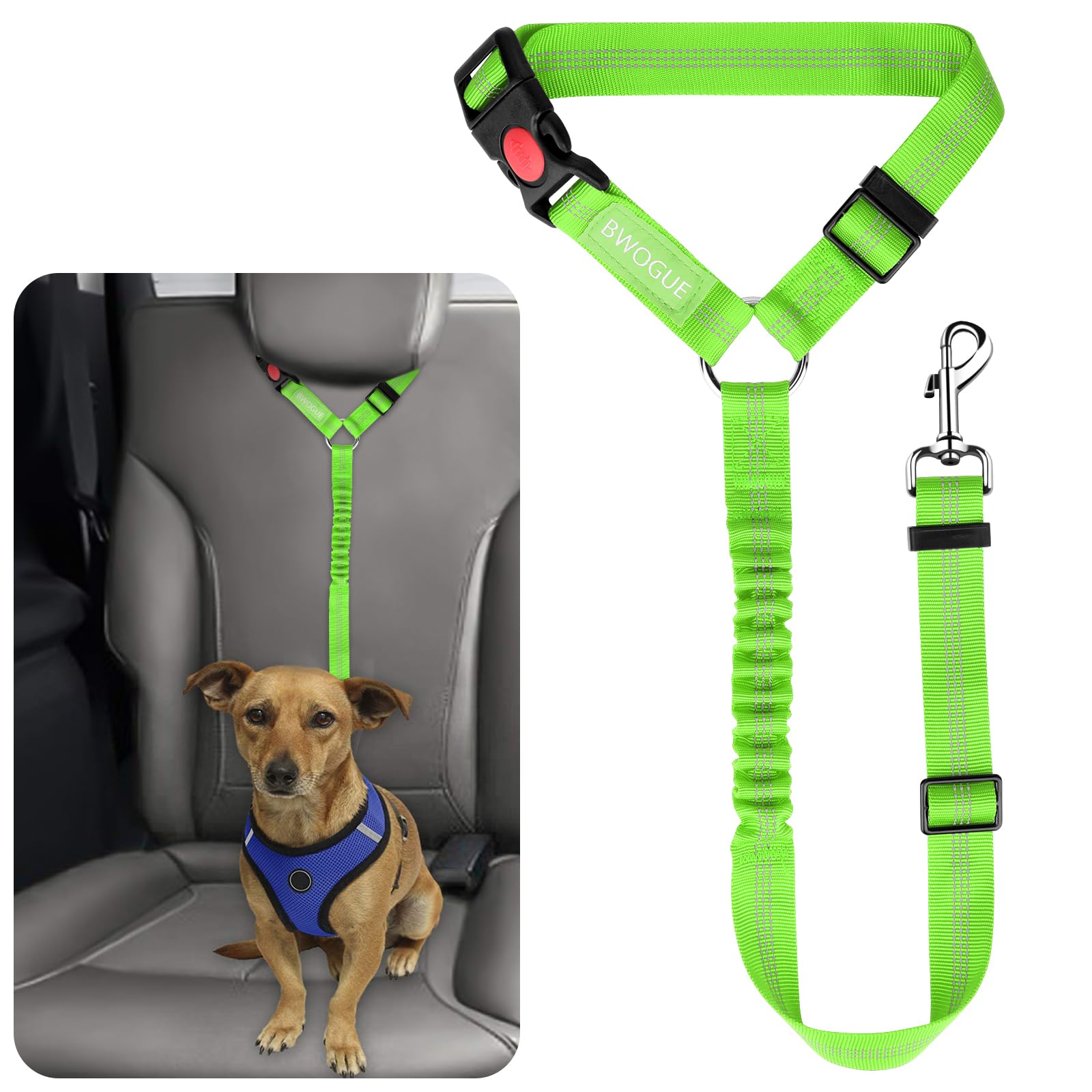 BWOGUE Adjustable Pet Car Seat Belt and Headrest Restraint