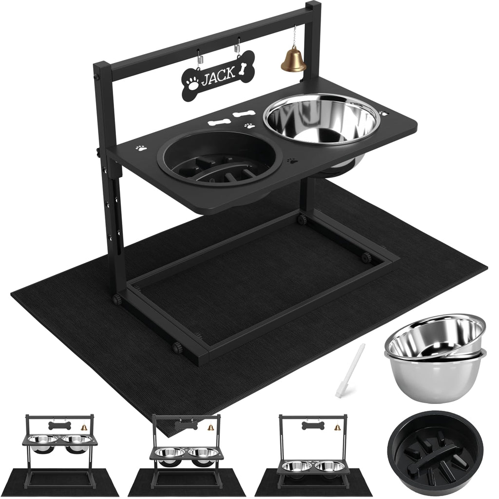 Adjustable Elevated Dog Bowls with Non-Slip Stand