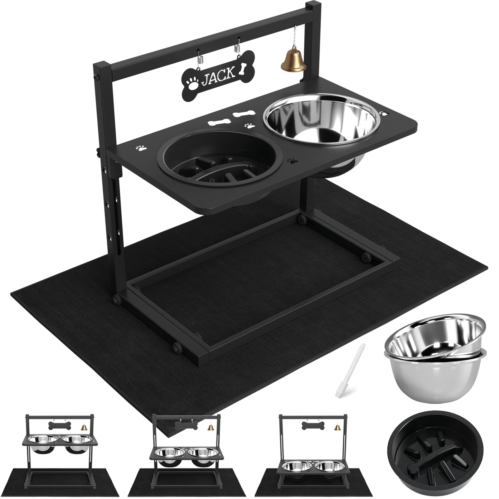 Adjustable Elevated Dog Bowls with Non-Slip Stand