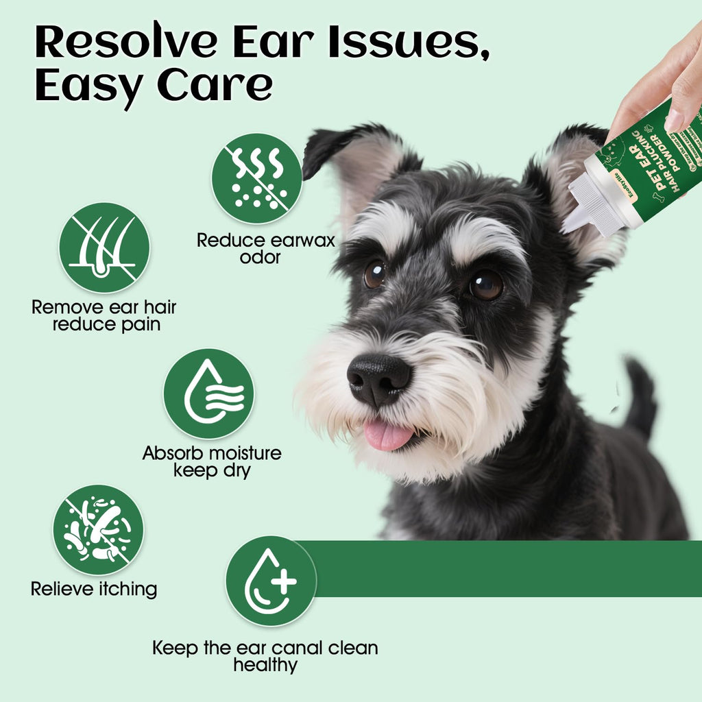 EcoStylife Dog Ear Hair Removal Kit with Powder and Trimmer