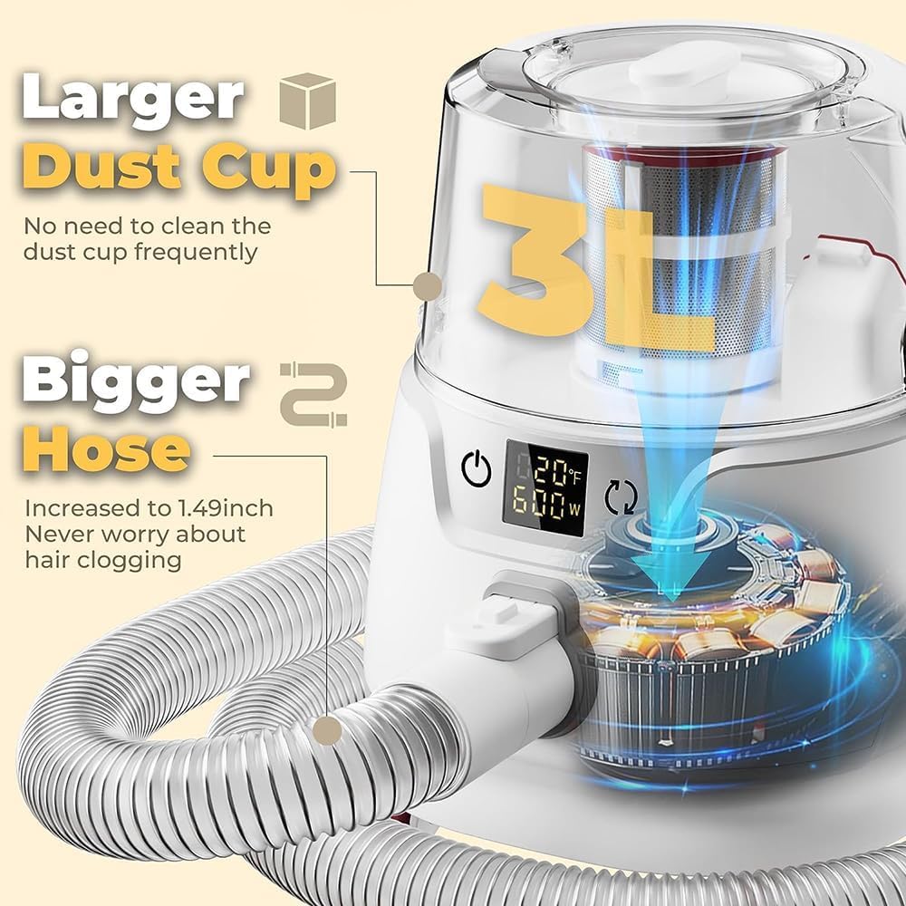 Professional Pet Grooming Vacuum Kit with Dryer and 6 Tools