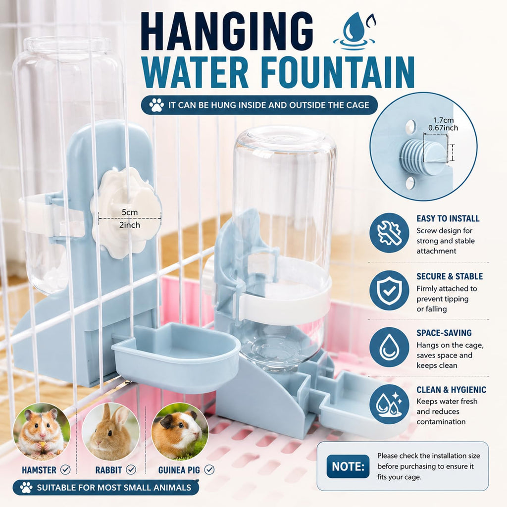 Rypet 17 oz No-Drip Hanging Rabbit Water Bottle