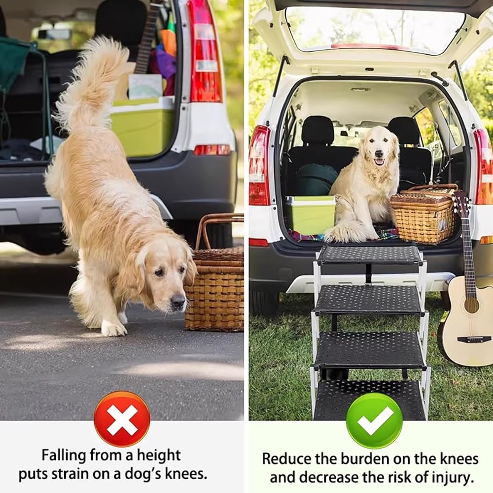 Portable 5-Step Aluminum Dog Car Stairs for SUVs