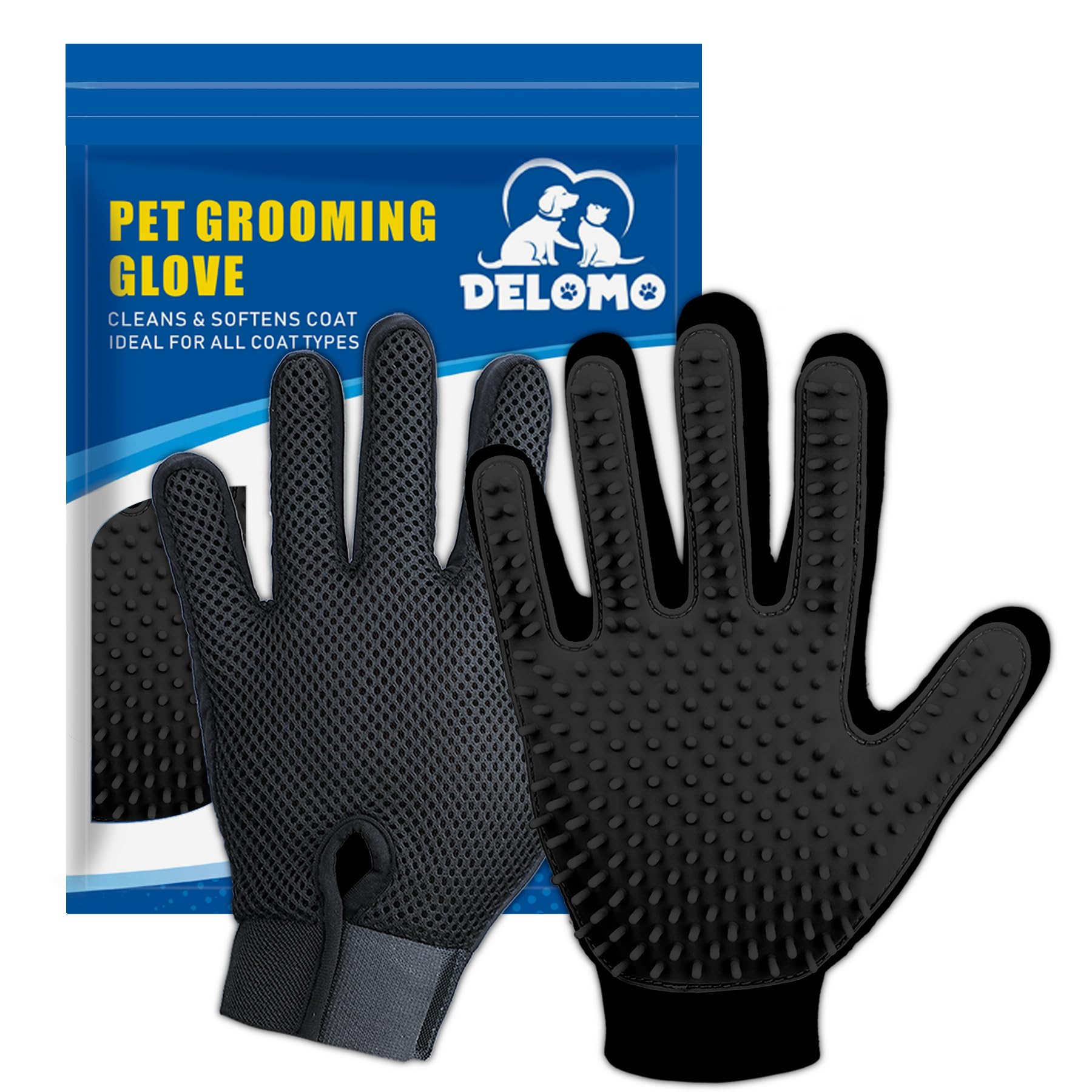 Pet Grooming Gloves for Gentle Shedding, 1 Pair