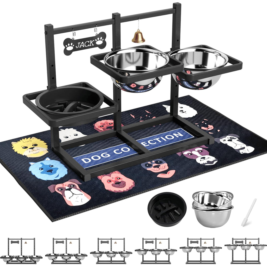 Adjustable Elevated Dog Bowls with Non-Slip Stand