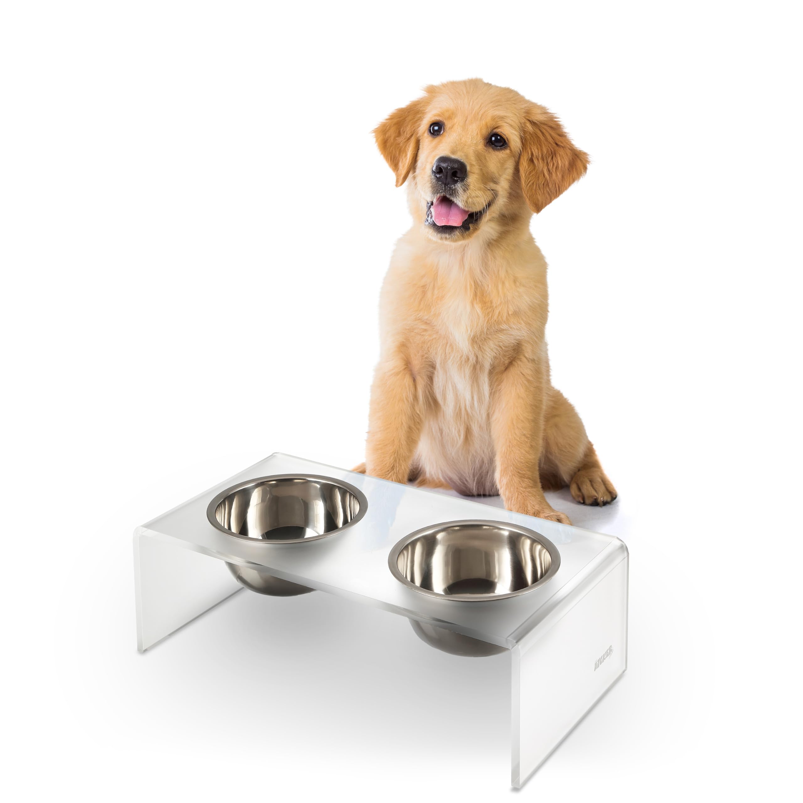 LICKER Acrylic Elevated Pet Feeder with Clear Stand