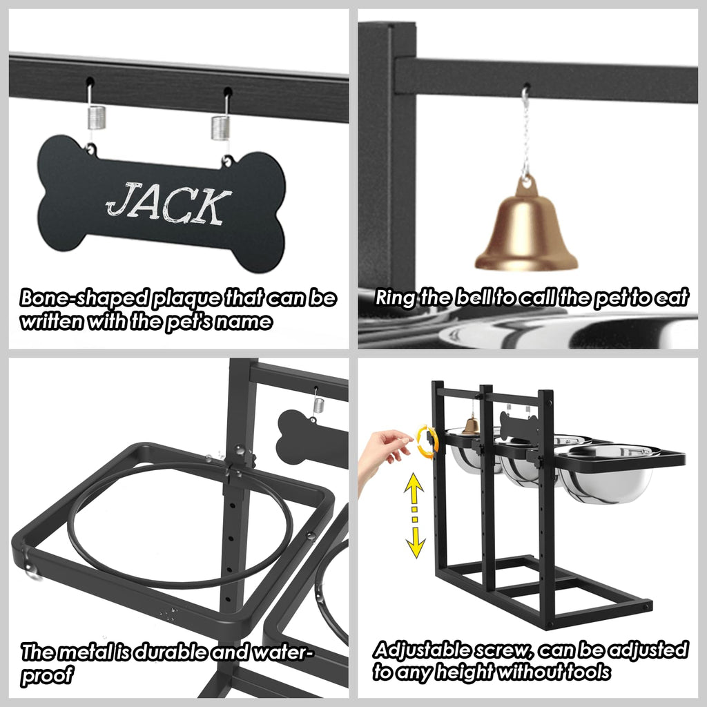 Adjustable Elevated Dog Bowls with Non-Slip Stand