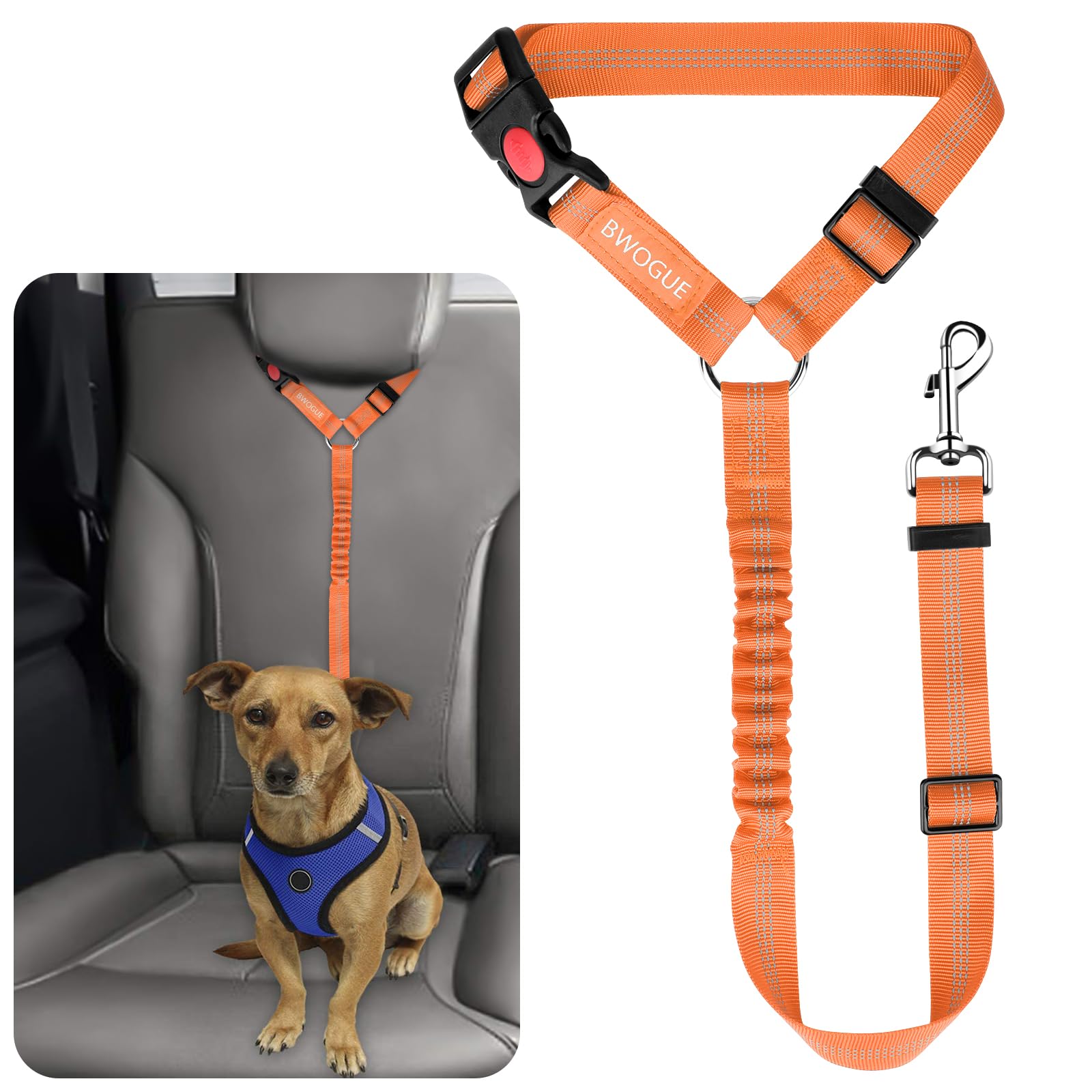 BWOGUE Adjustable Pet Car Seat Belt and Headrest Restraint