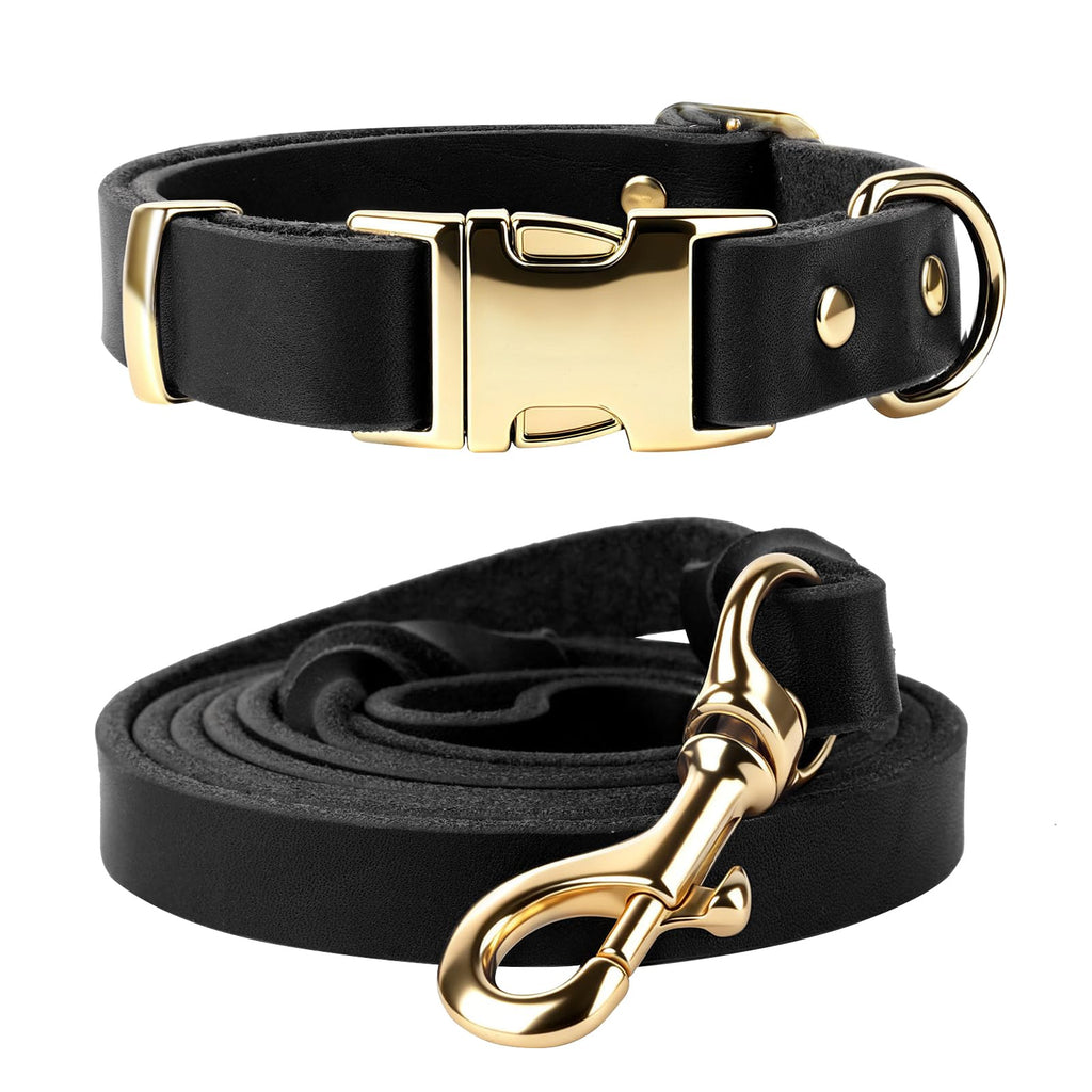 VOKYLR Heavy-Duty Leather Dog Collar and Leash Set