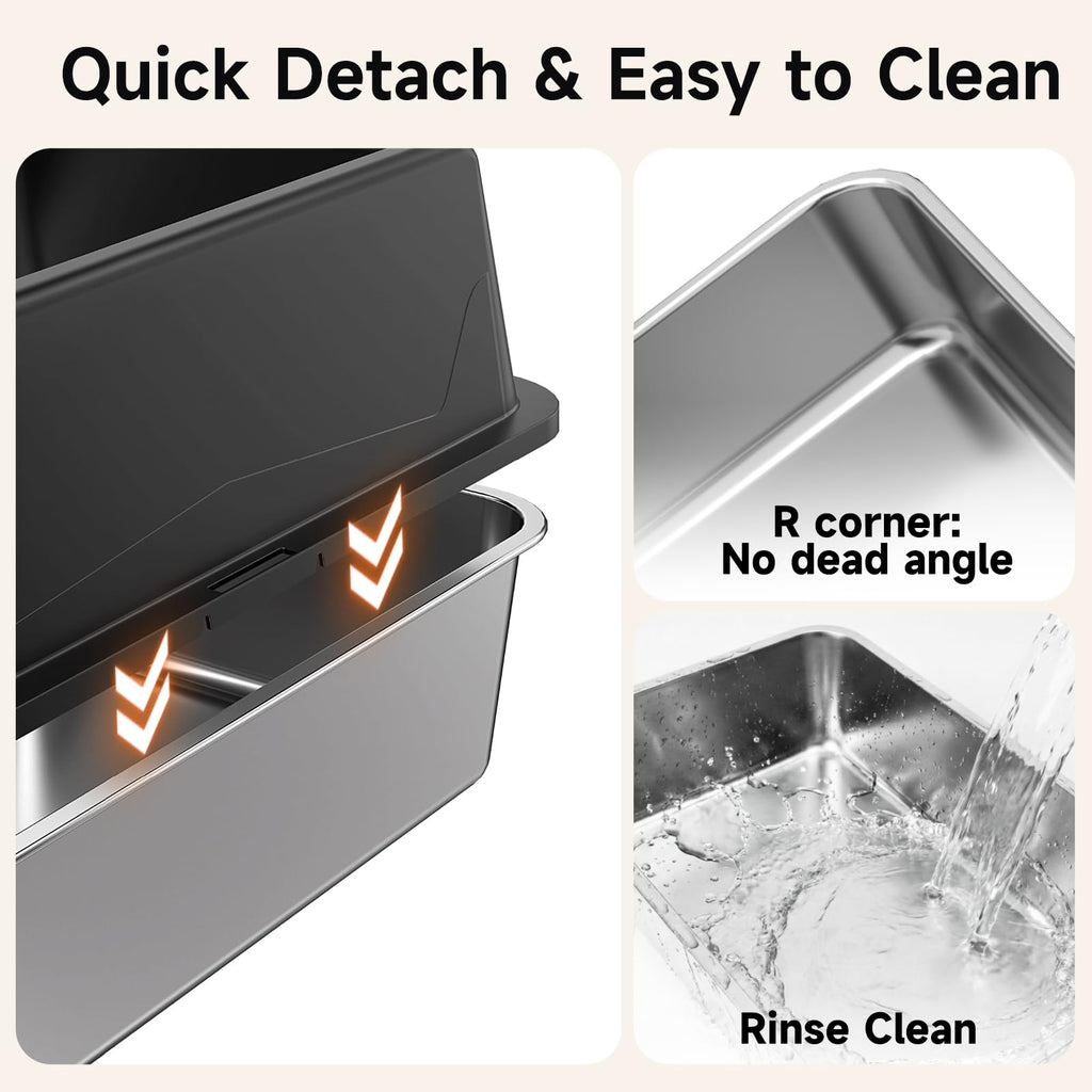 TEVILA XL Stainless Steel High-Sided Litter Boxes, 2-Pack