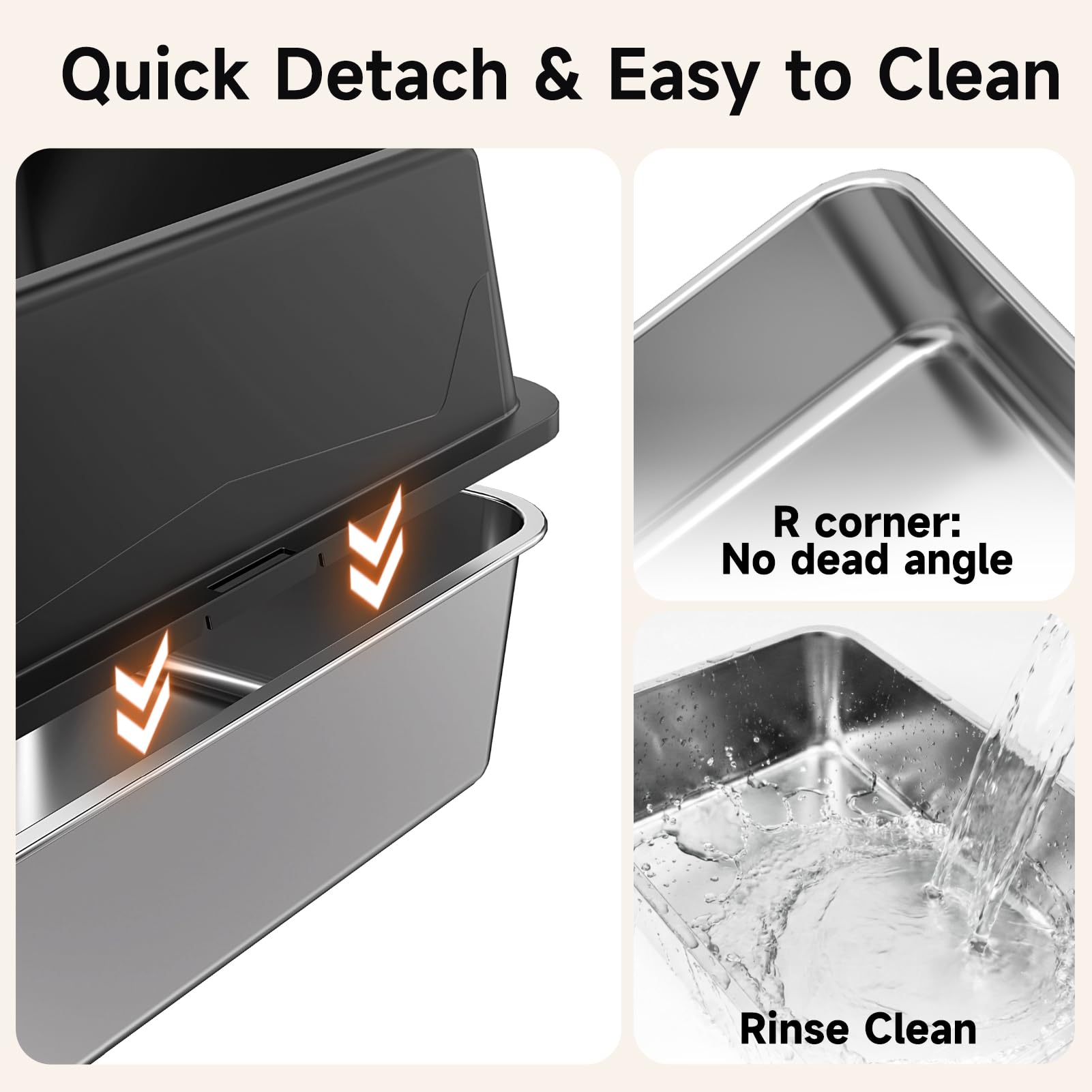 TEVILA XL Stainless Steel High-Sided Litter Boxes, 2-Pack