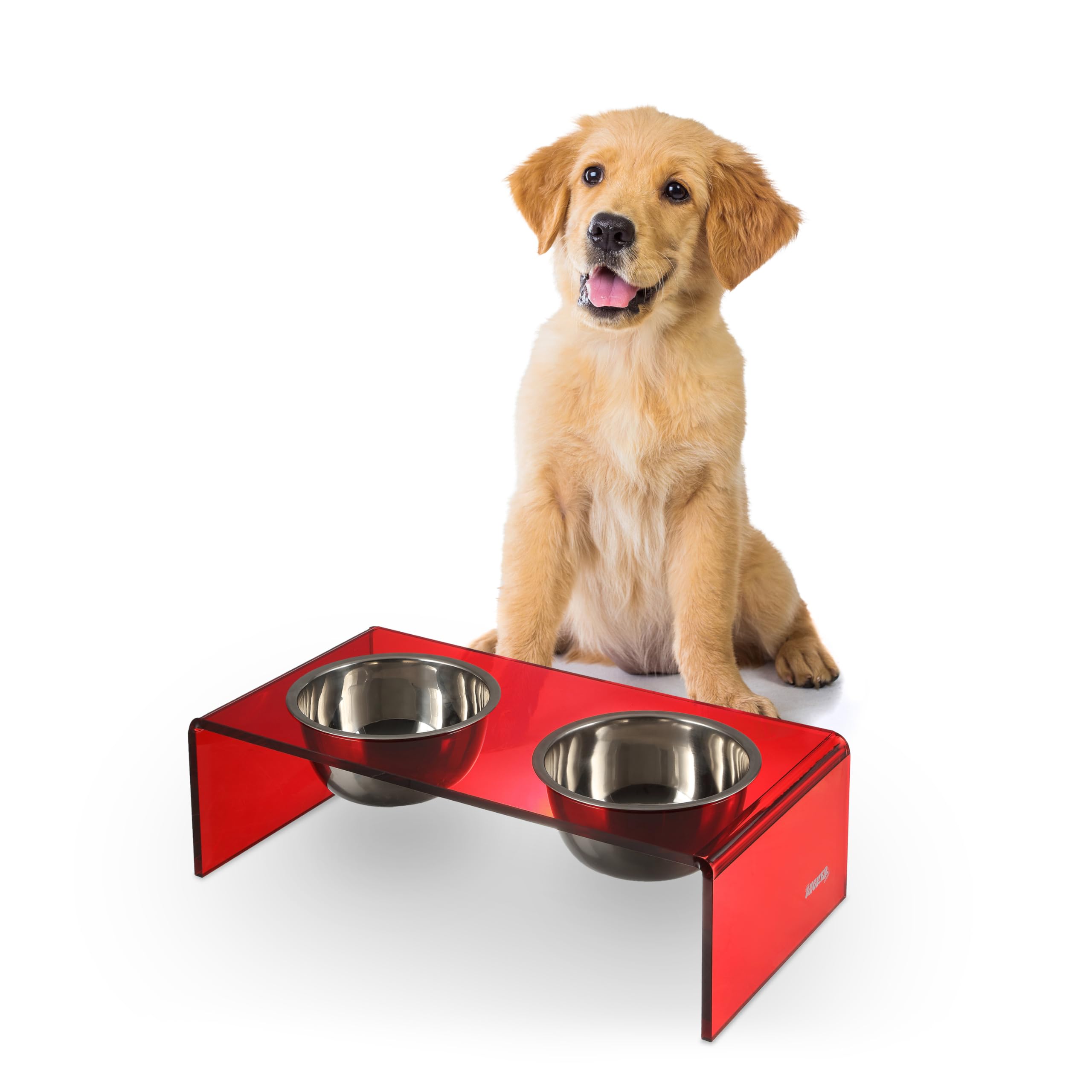 LICKER Acrylic Elevated Pet Feeder with Clear Stand