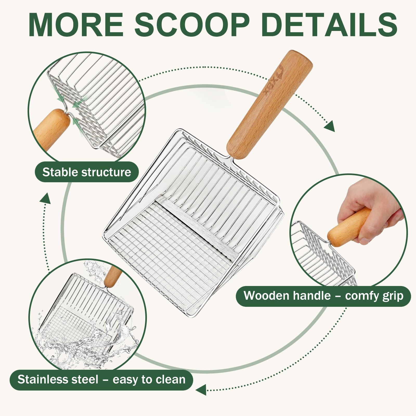 XBX Stainless Steel Cat Litter Scoop with Holder