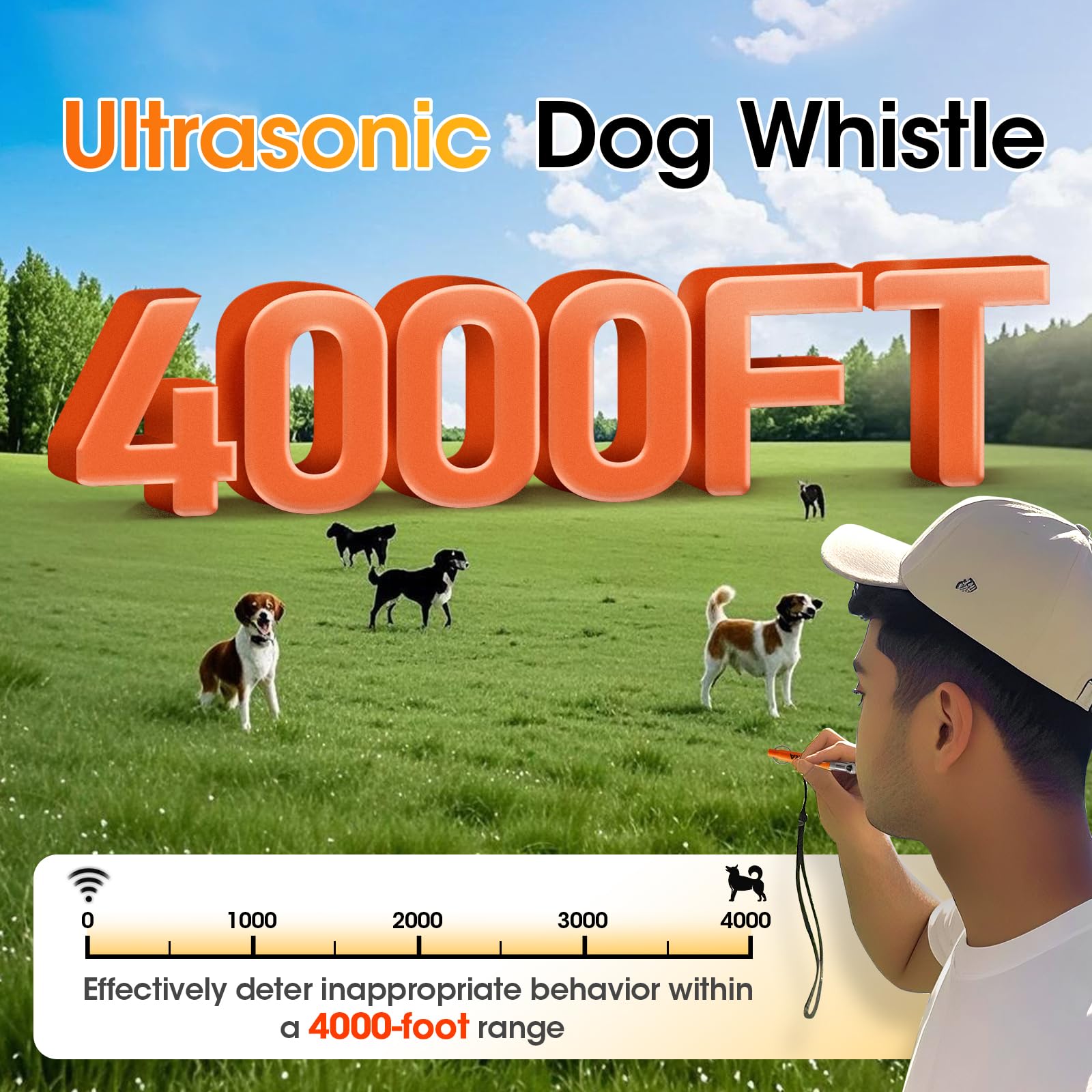 KIVORA Adjustable Ultrasonic Dog Training Whistle 4-Pack