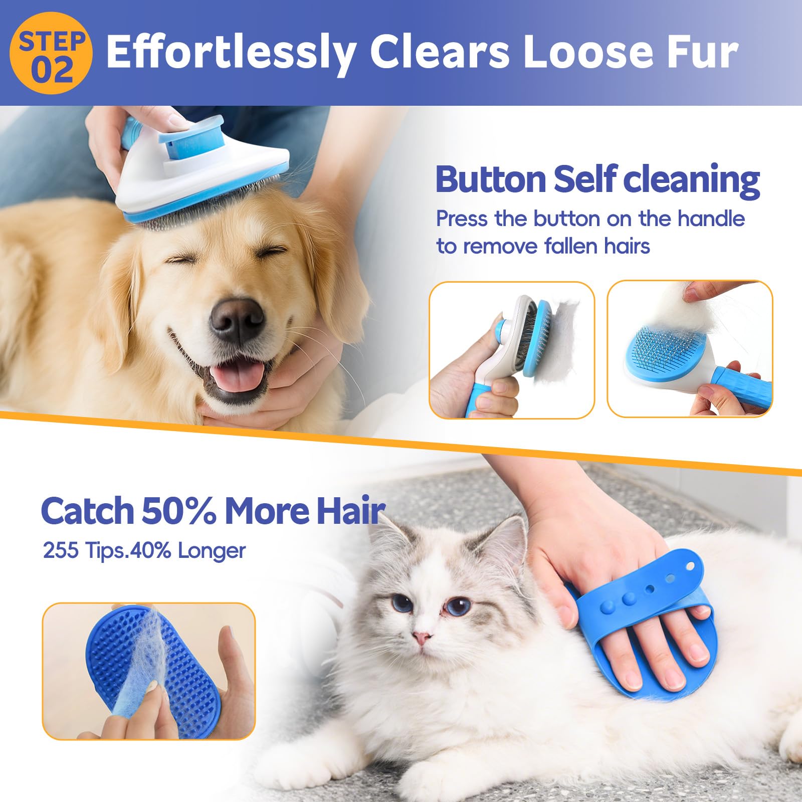 Dog and Cat Shedding Grooming Kit with Nail Clippers
