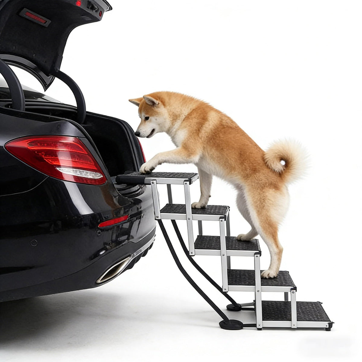 Portable 5-Step Aluminum Dog Car Stairs for SUVs