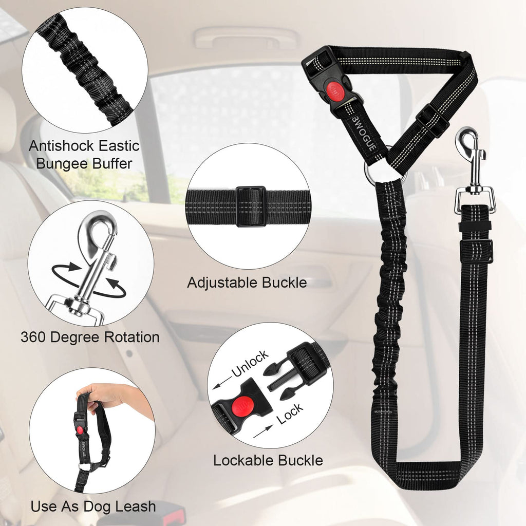 BWOGUE Adjustable Pet Car Seat Belt and Headrest Restraint