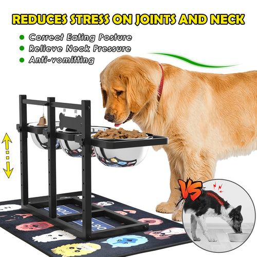 Adjustable Elevated Dog Bowls with Non-Slip Stand