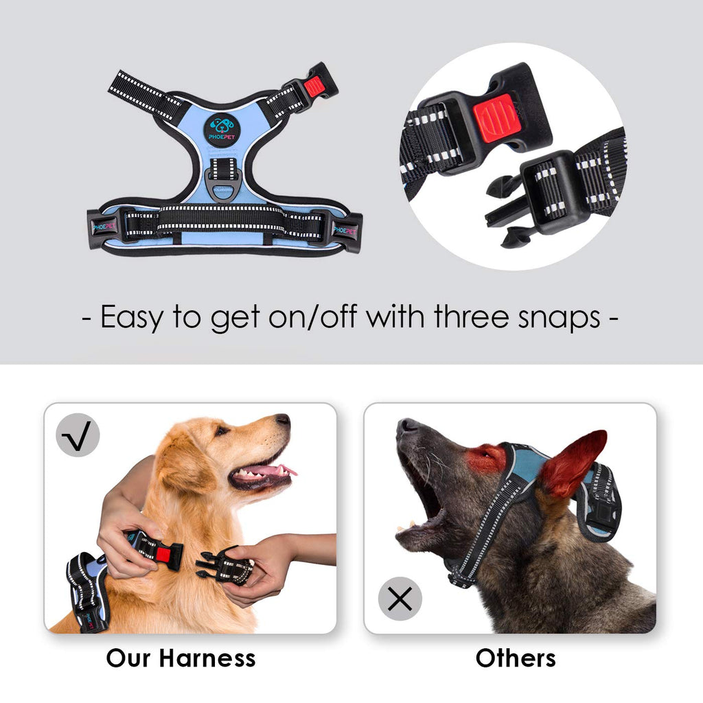 PHOEPET Reflective No-Pull Dog Harness with ID Pocket